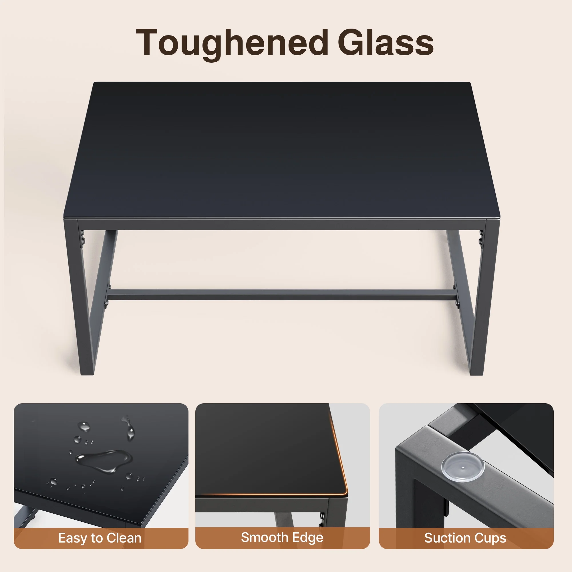 Lofka 4 PCS Patio Rocking Chairs Set, Patio Furniture Set with Glass Tabel and Rattan Frame for Porch, Balcony, Garden