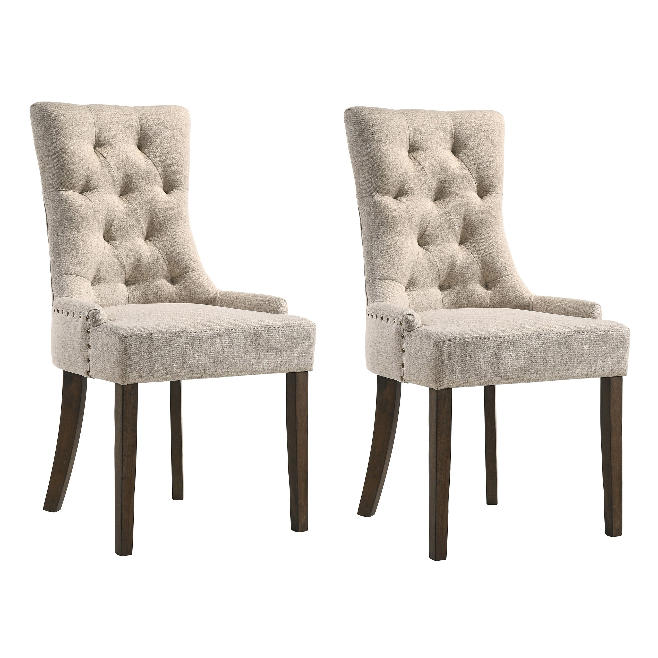 Camila Tufted Back Parson Chairs (Set of 2) Beige/Salvaged Oak