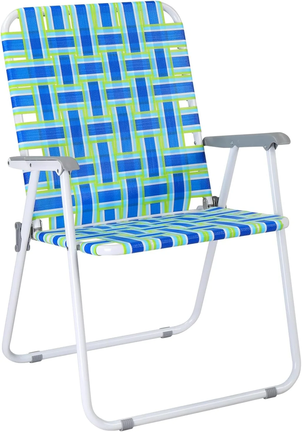 VINGLI Oversize Patio Lawn Webbed Folding Chairs Set of 2, Outdoor Beach Portable Camping Chair for Yard, Garden Dining (Blue, Oversized)