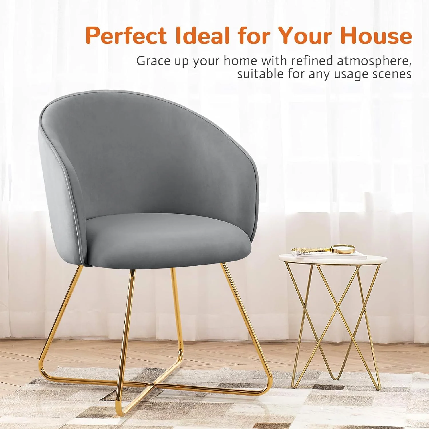 YPNLZQ Velvet Vanity Chair Modern Comfy Lounge Upholstered Barrel Chair  Room Bedroom Dining Room Office 1pcs (Pink)