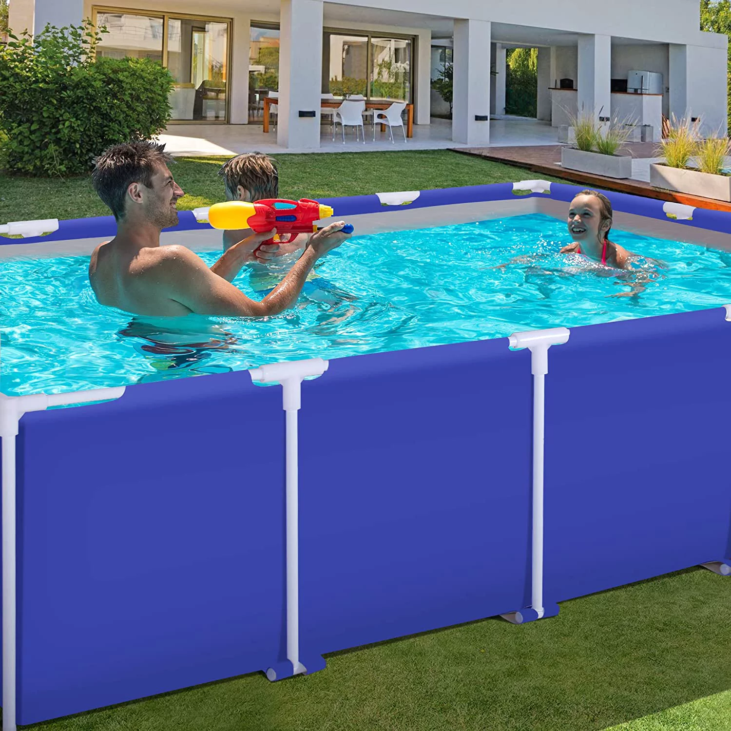 COVERONICS Large Metal Frame Pool Summer - Swimming Pool for Summer Water Play, Outdoor Indoor Pool Ball/Sand Pit for Backyard Party