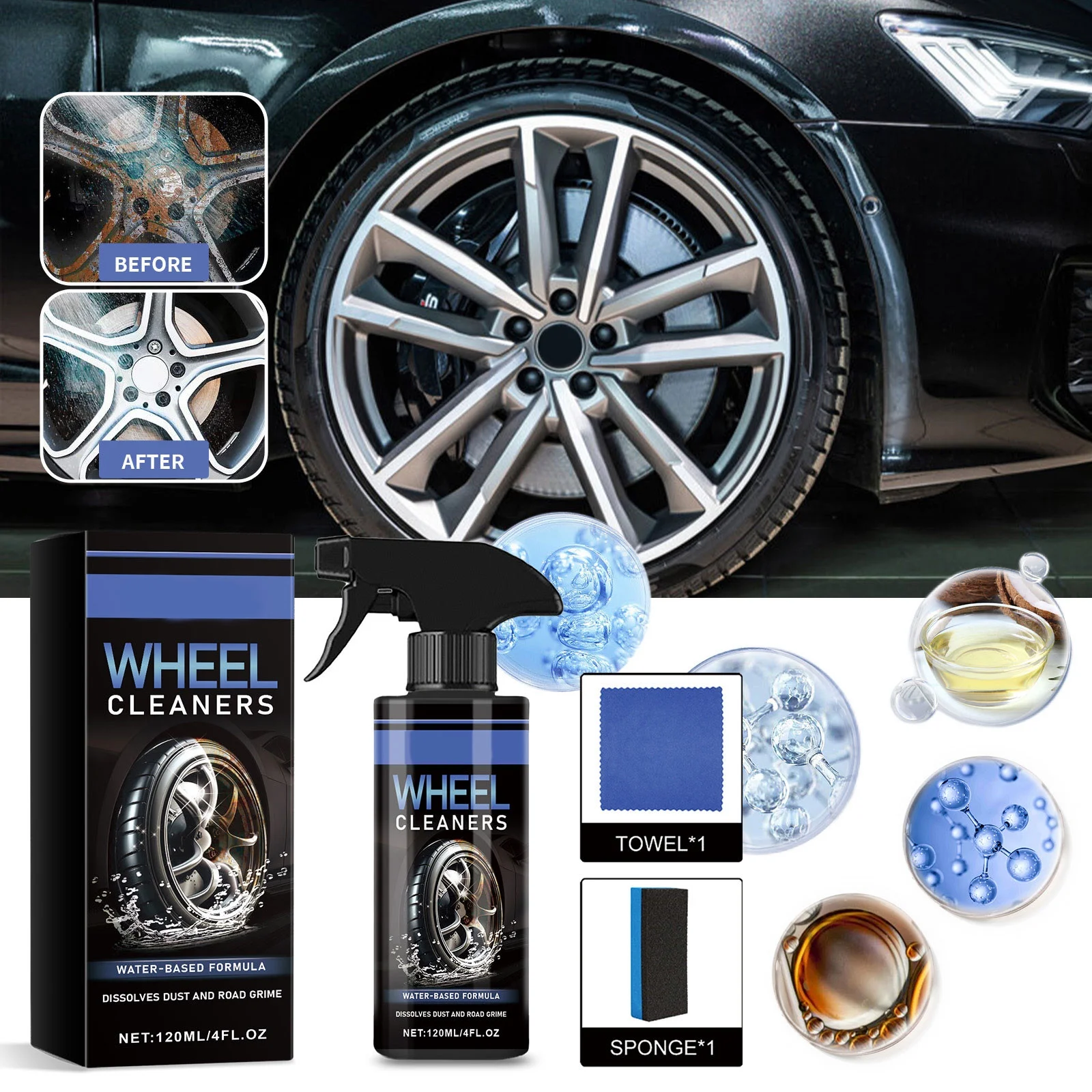 Car Wheel Cleaner Aluminum Wheel Rim Non Rinse Remover Wheel Descaling Agent Cleaner For Cars Small Trucks Trucks And Passenger Cars120ML Carpet Tiles 24x24 Commercial Stucco Outdoor Car Seat Fabric