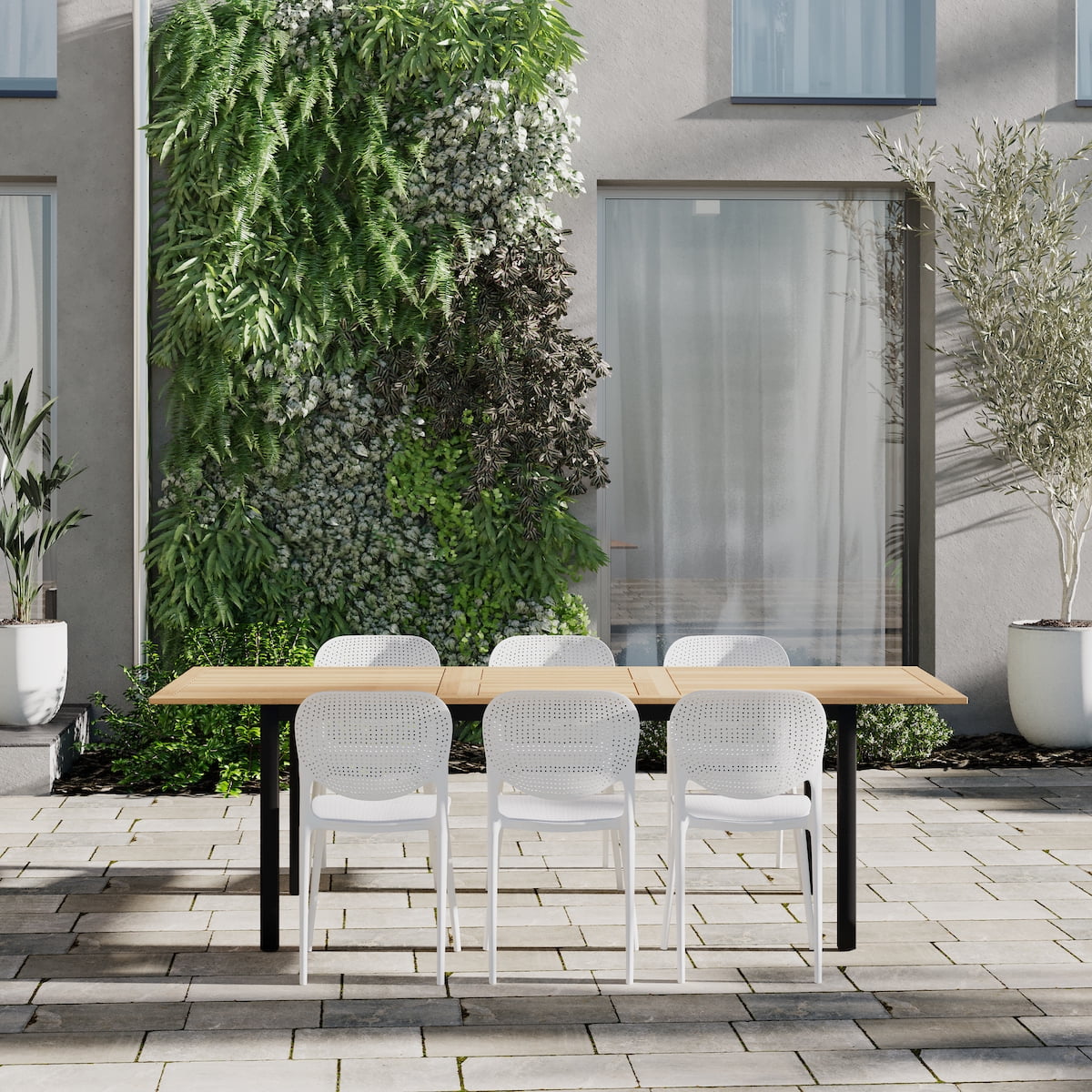 Amazonia Houston 7- Piece Eucalyptus Wood Outdoor Dining Set White