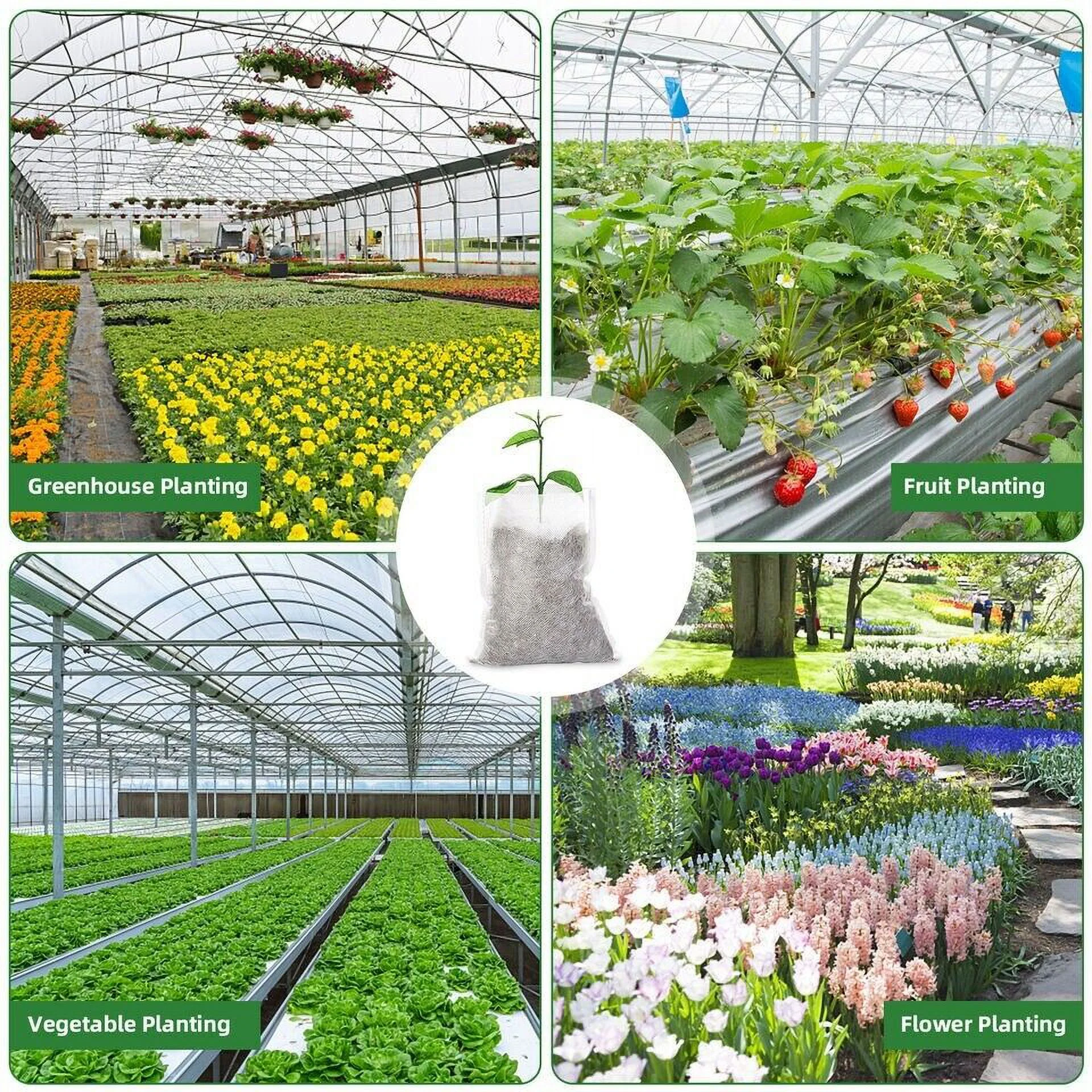 100pcs Plant Grow Bags Biodegradable Non-woven Fabric Nursery Bag Seedling Pot