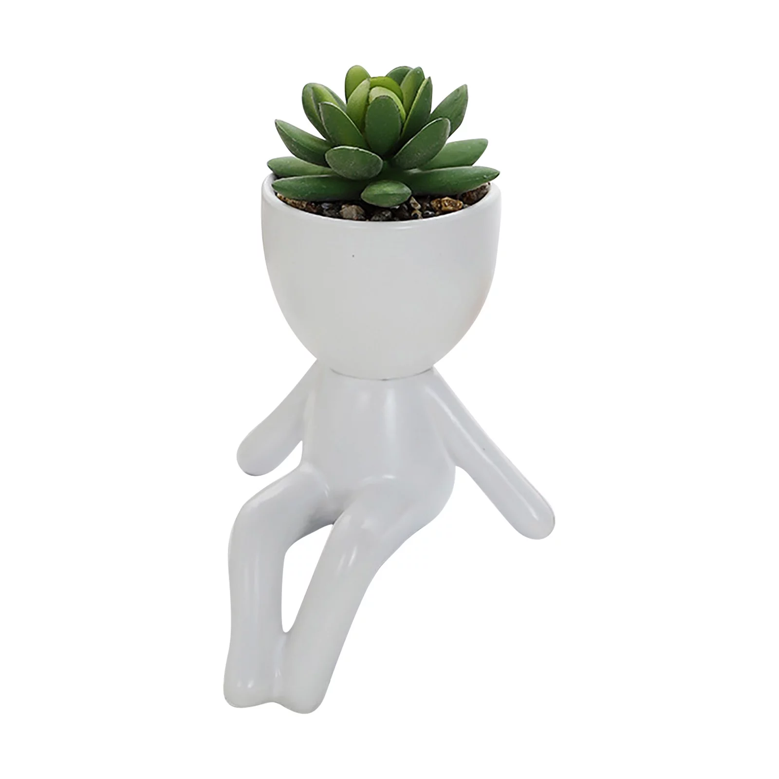 SIfdSeng Cute Figure Ceramic Doll Flower Pot Decoration Planter Succulents Flower Cactus Bonsai Bonsai Planter Container Creative Design for Home Office Decoration Not Included 159