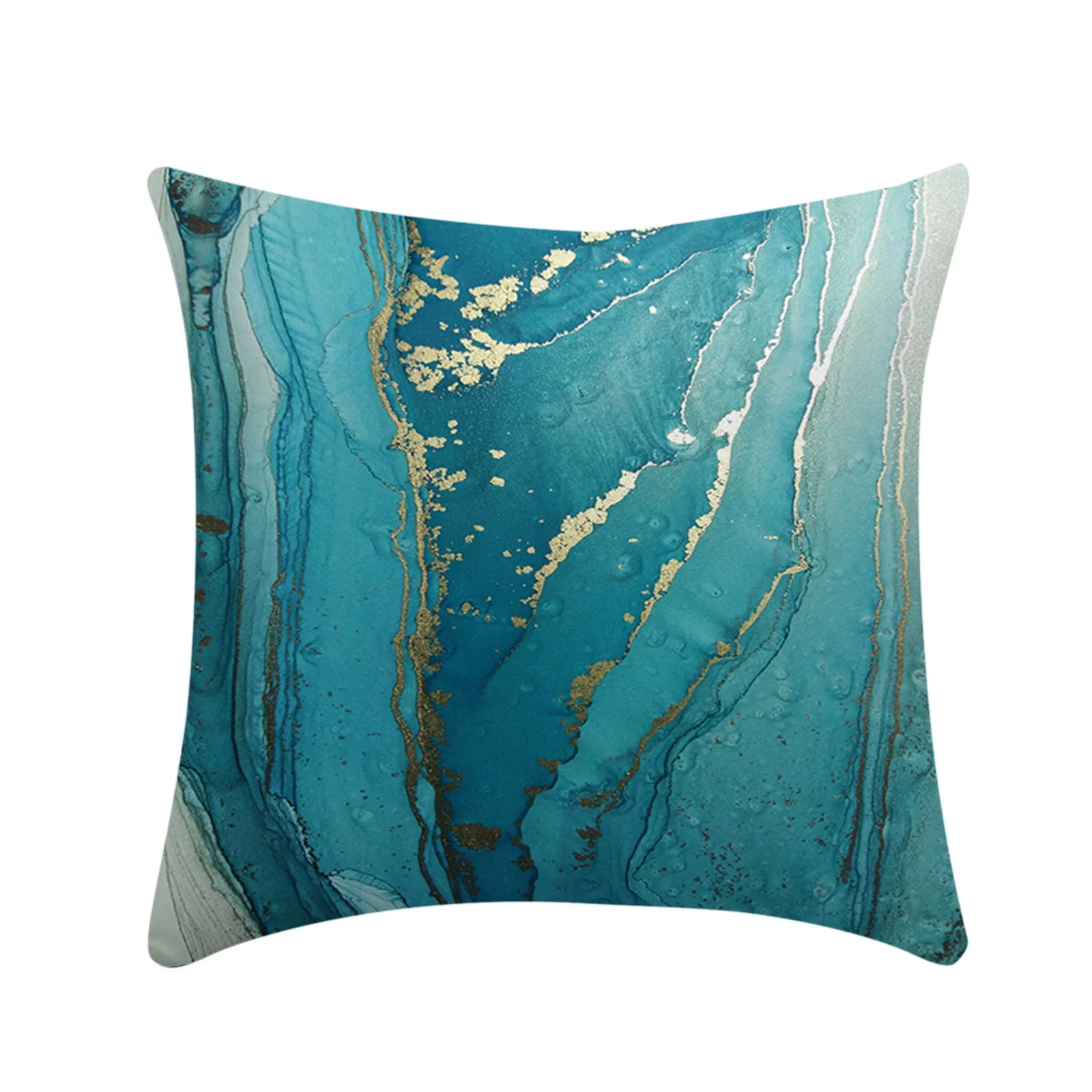 Yeetfub Turquoise Abstract Art Polyester Flannel Pillowcase Digital Printing Cushion Pillowcase Home Sofa Hanging Chair Pillow Car Seat Cushion Coreless
