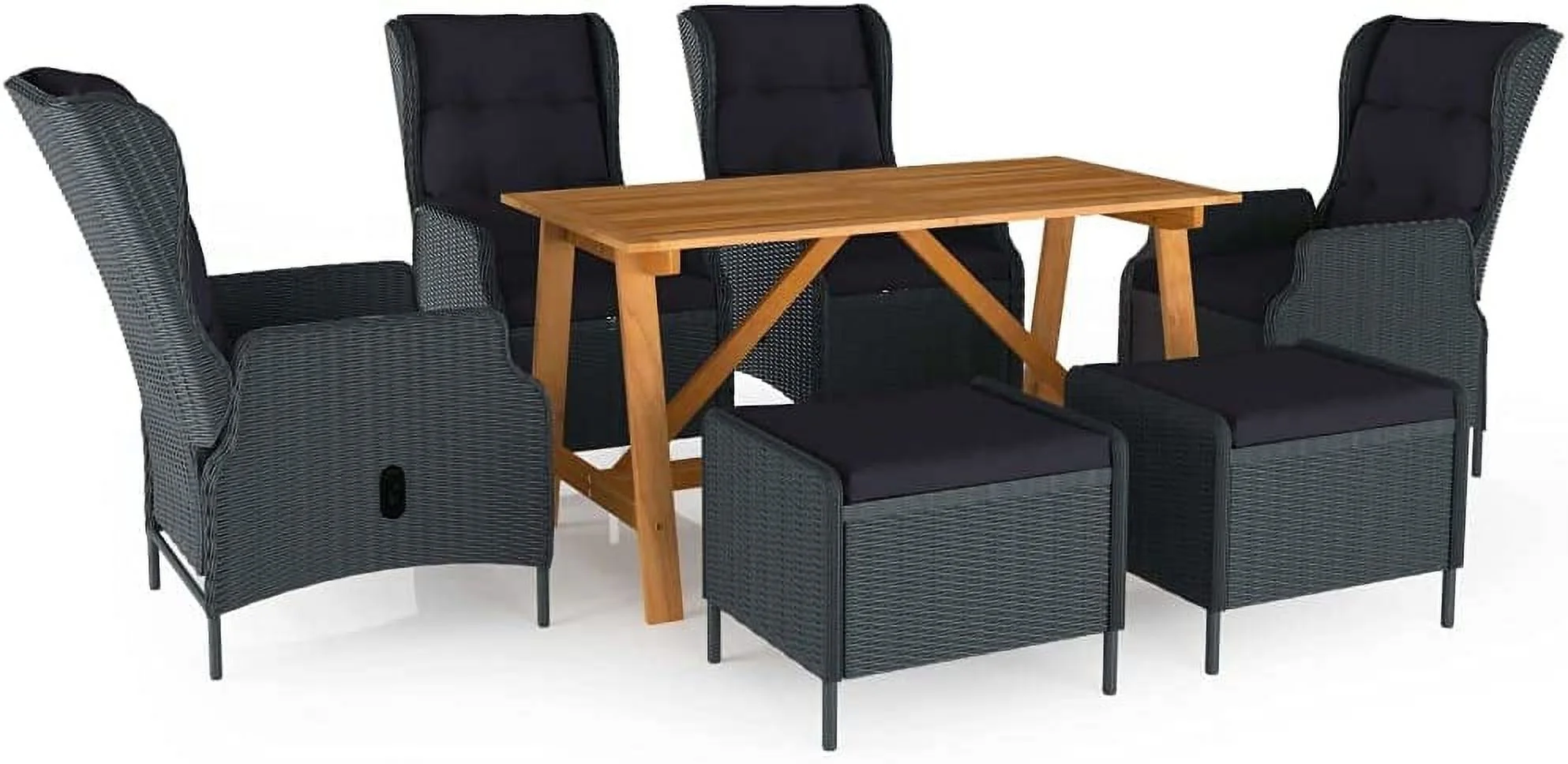 Wicker Patio Furniture Set  Outdoor Patio Chairs Conversation Furniture  for Poorside Garden Balcony 7 Piece Patio Dining Set Dark Gray