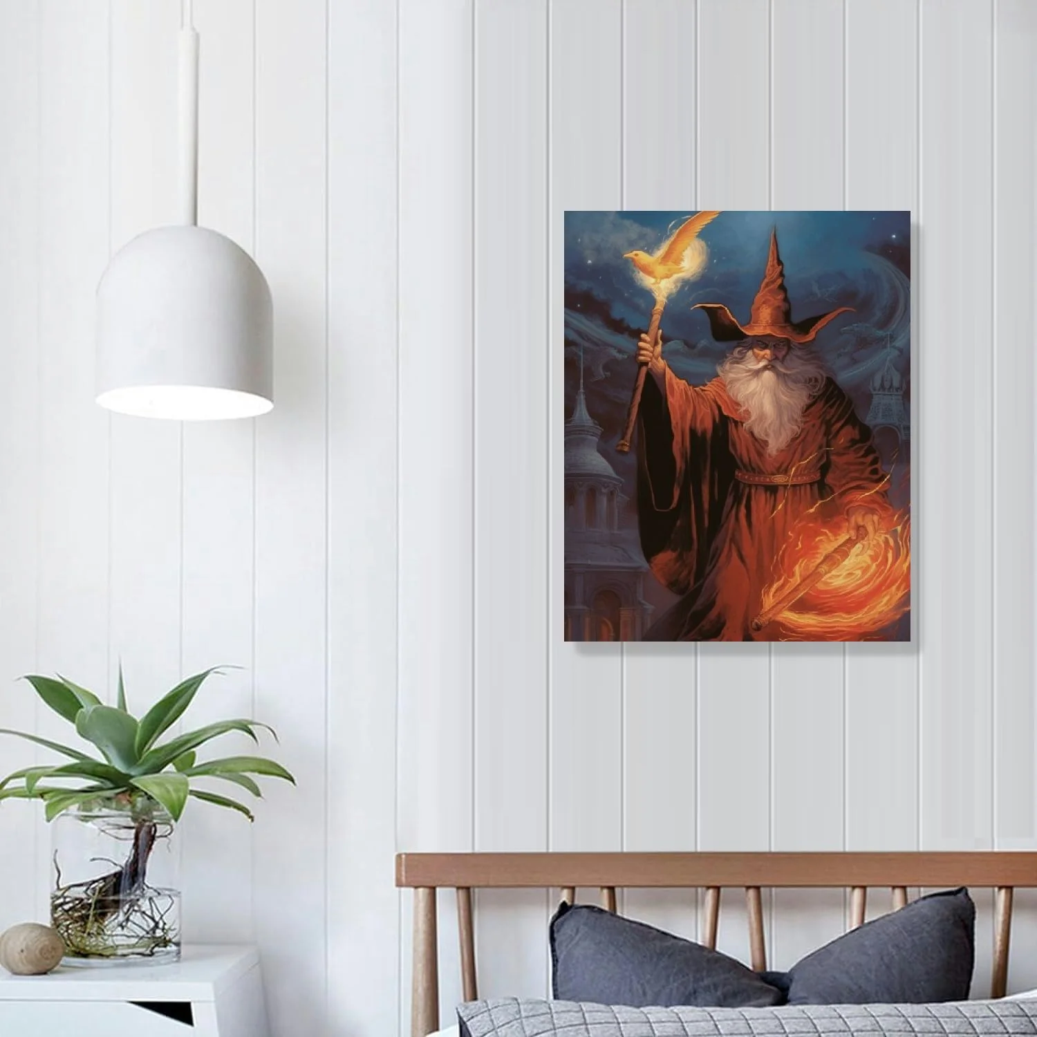 ONETECH Magical Mythical Pegasus Wizard At Night Kids Room Art Print Poster