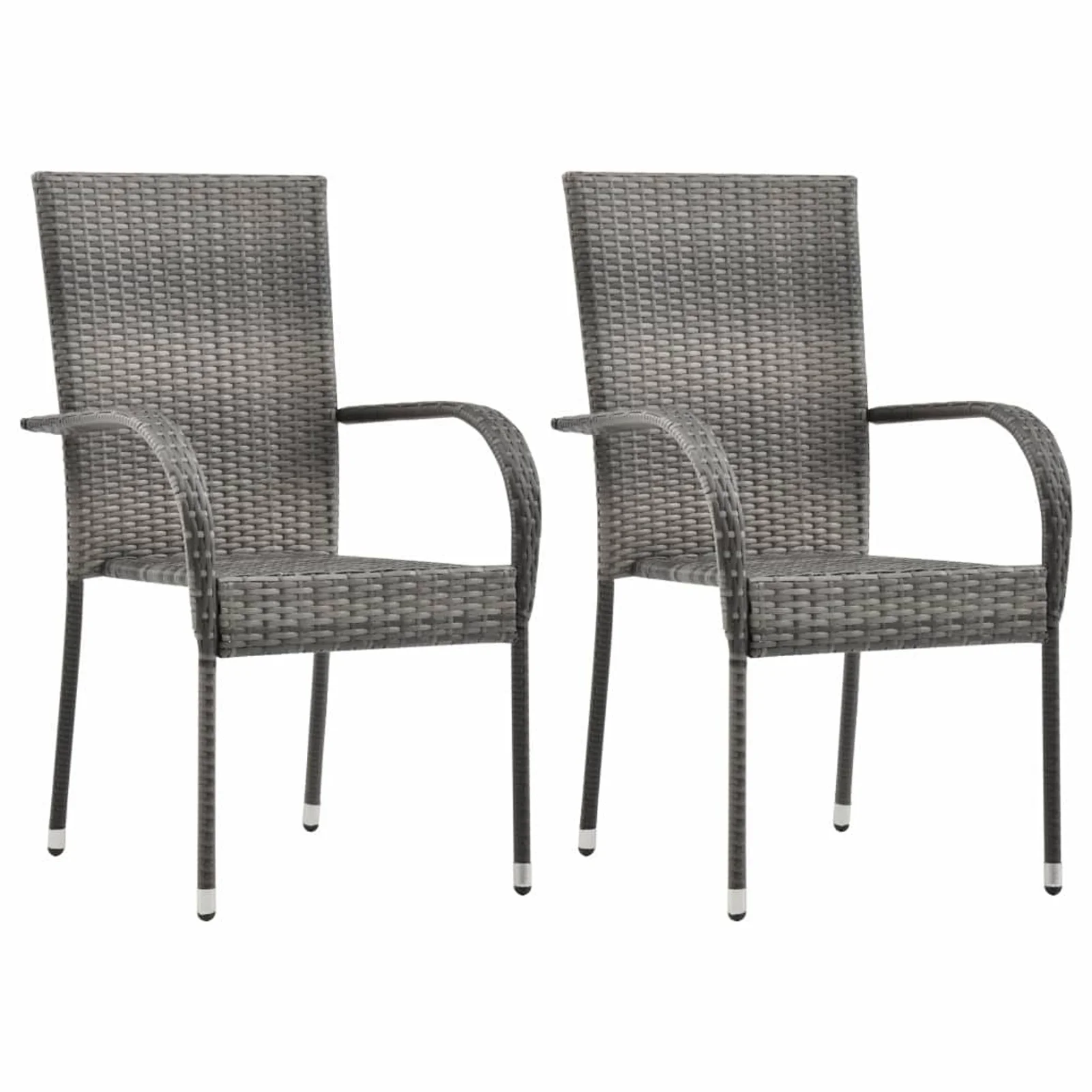 walmeck Stackable Patio Chairs 2 pcs Gray Poly Rattan