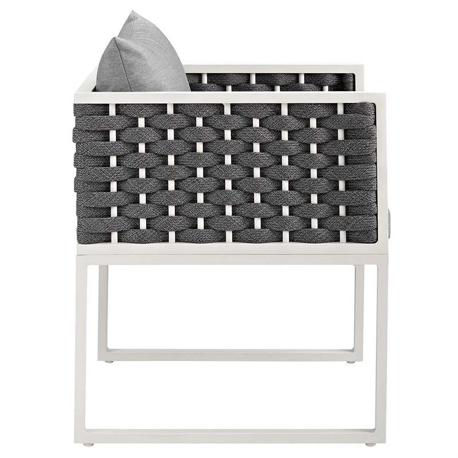 Pemberly Row  Patio Dining Arm Chair in White and Gray