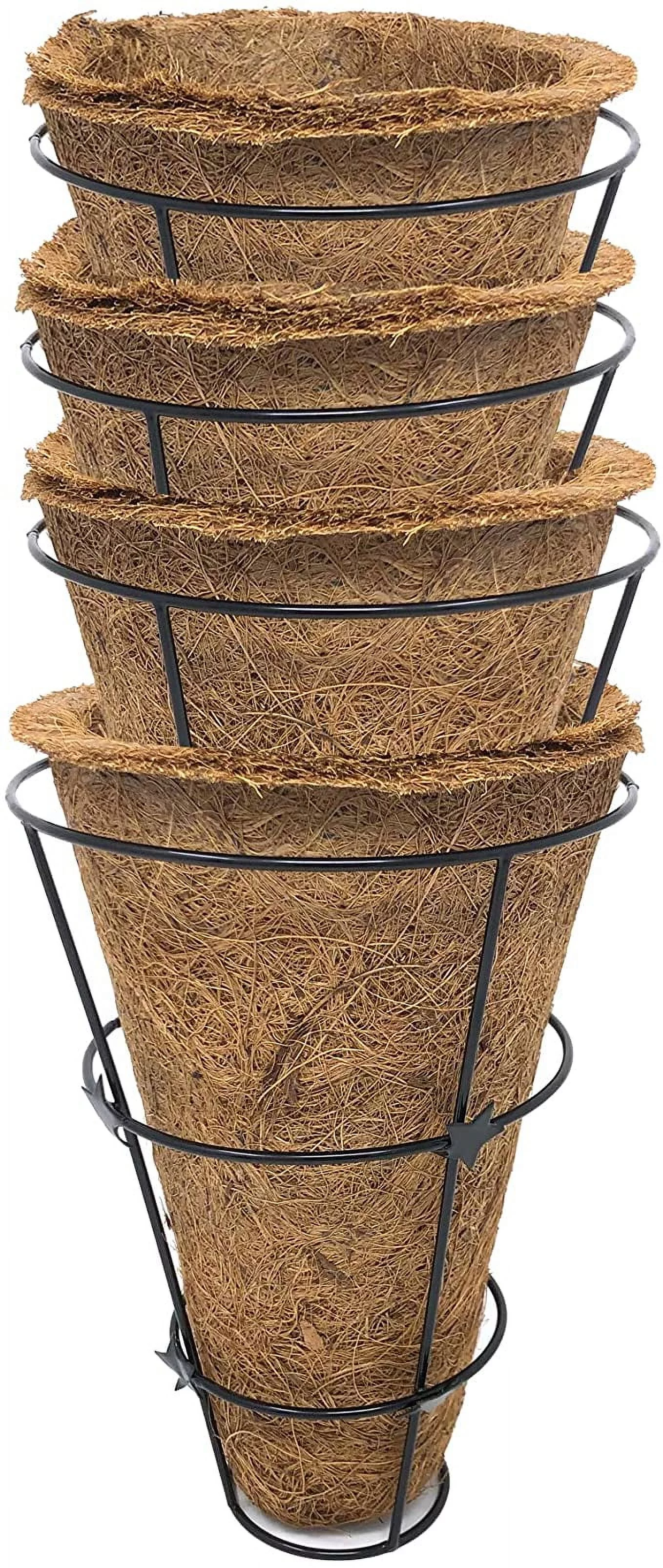 Palm Naki Conical Coconut Coir Planter Basket Set of 4 - Coco Coir Planter, Outdoor Conical Coco Coir Planter, Plant Baskets, Wall Mounting Basket for Plant, Height 9 inches