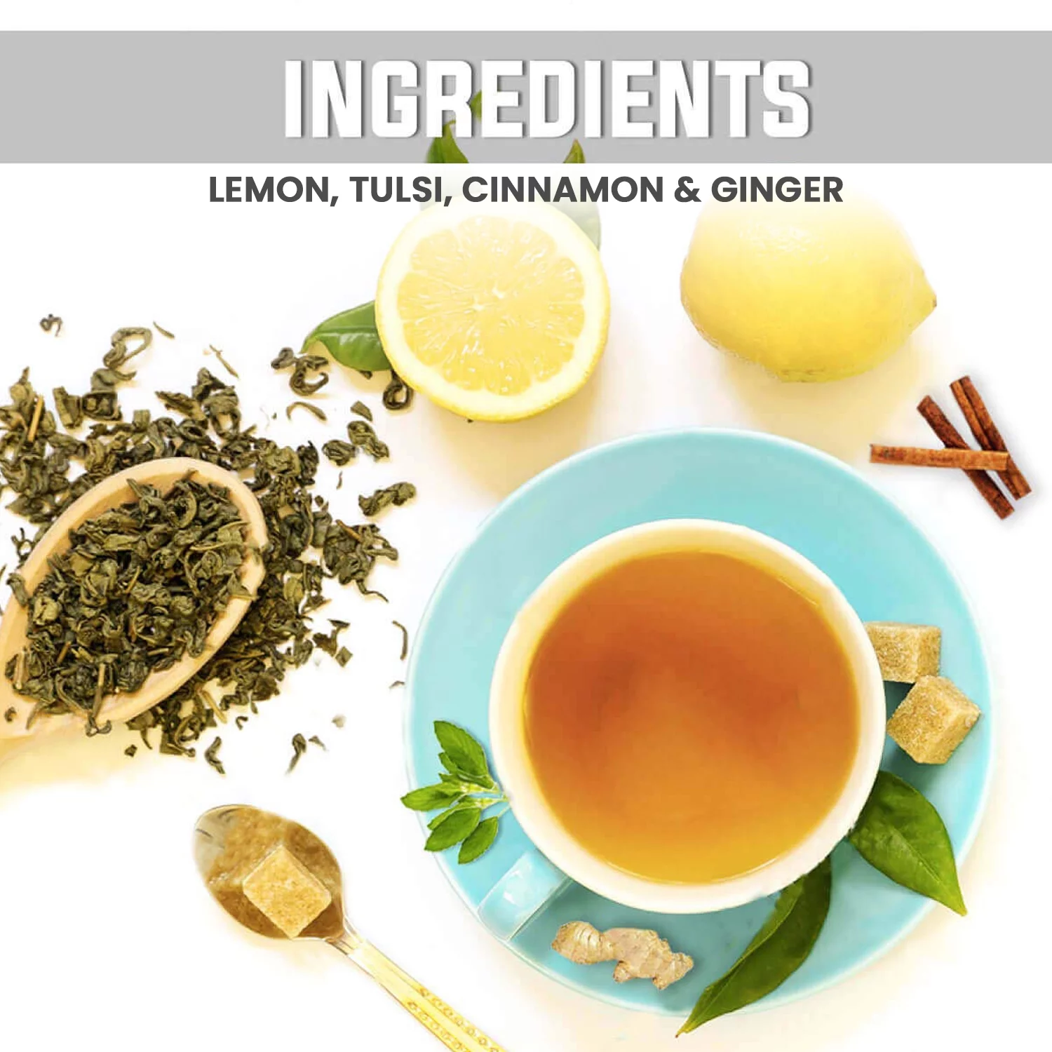 Nutty Yogi Herbal Green Tea Immunity Green Tea Lemon, Tulsi, Cinnamon & Ginger