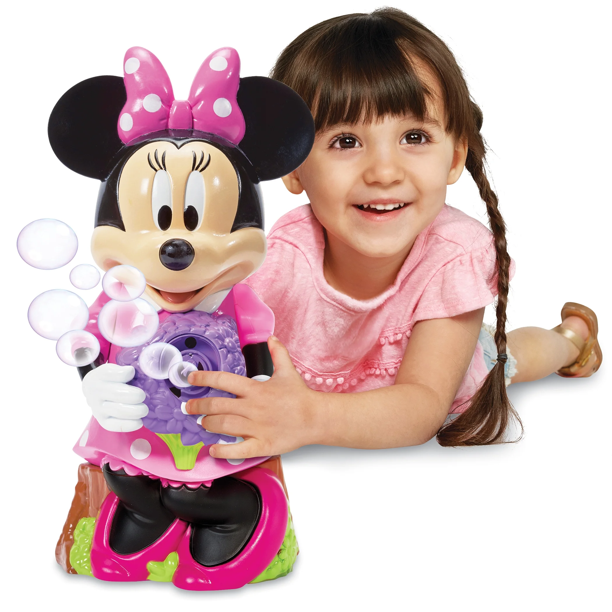 Collections Etc Minnie Mouse Action Bubble Blower Toy with 4 oz. Bubble Solution