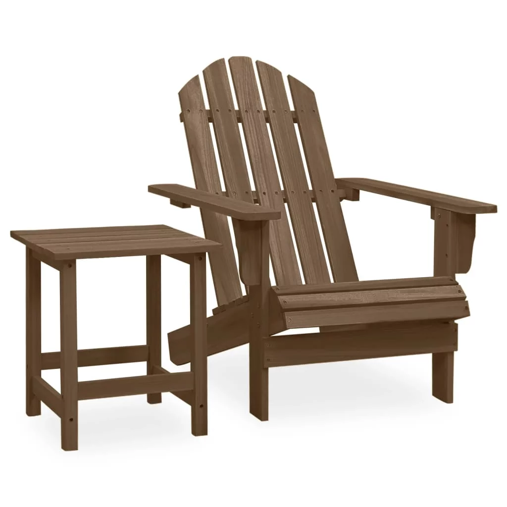Suzicca Patio Adirondack Chair with Table Solid Fir Wood Brown