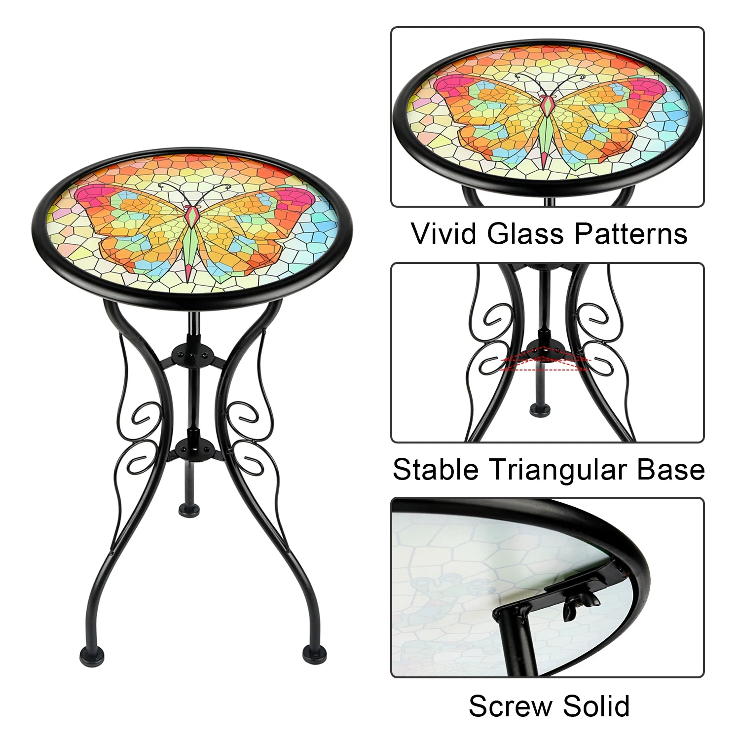 Coffee Table Plant Rack Round Glass Table Plant Rack Wisteria Flower Garden Balcony Indoor and Outdoor Plant Rack Patio Side Table Plant Rack