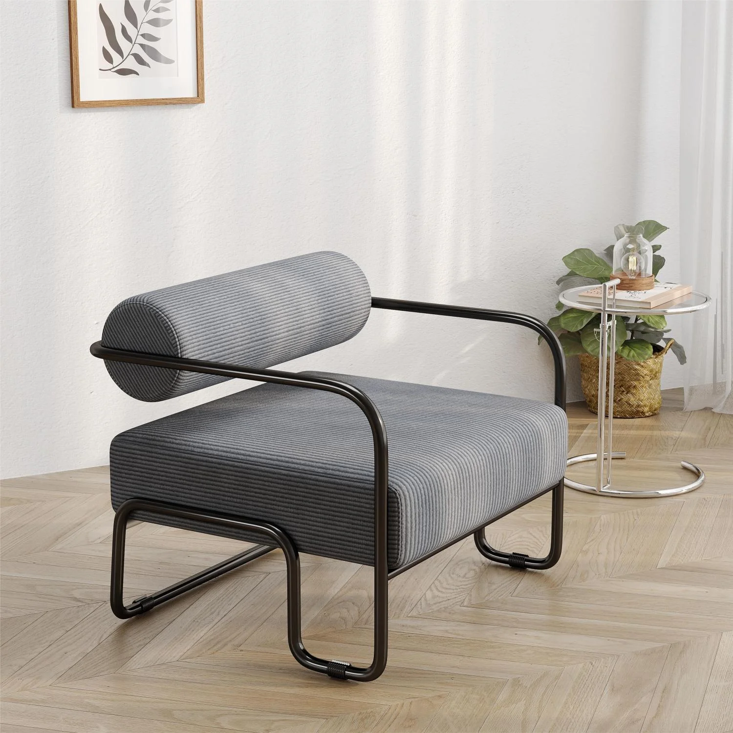Elegant Cozy Modern Gray Iron Sofa Chair for the Living Room  Stylish Lazy Individual Chair for Maximum Comfort  Relax in Style with this Elegant Balcony Leisure Chair