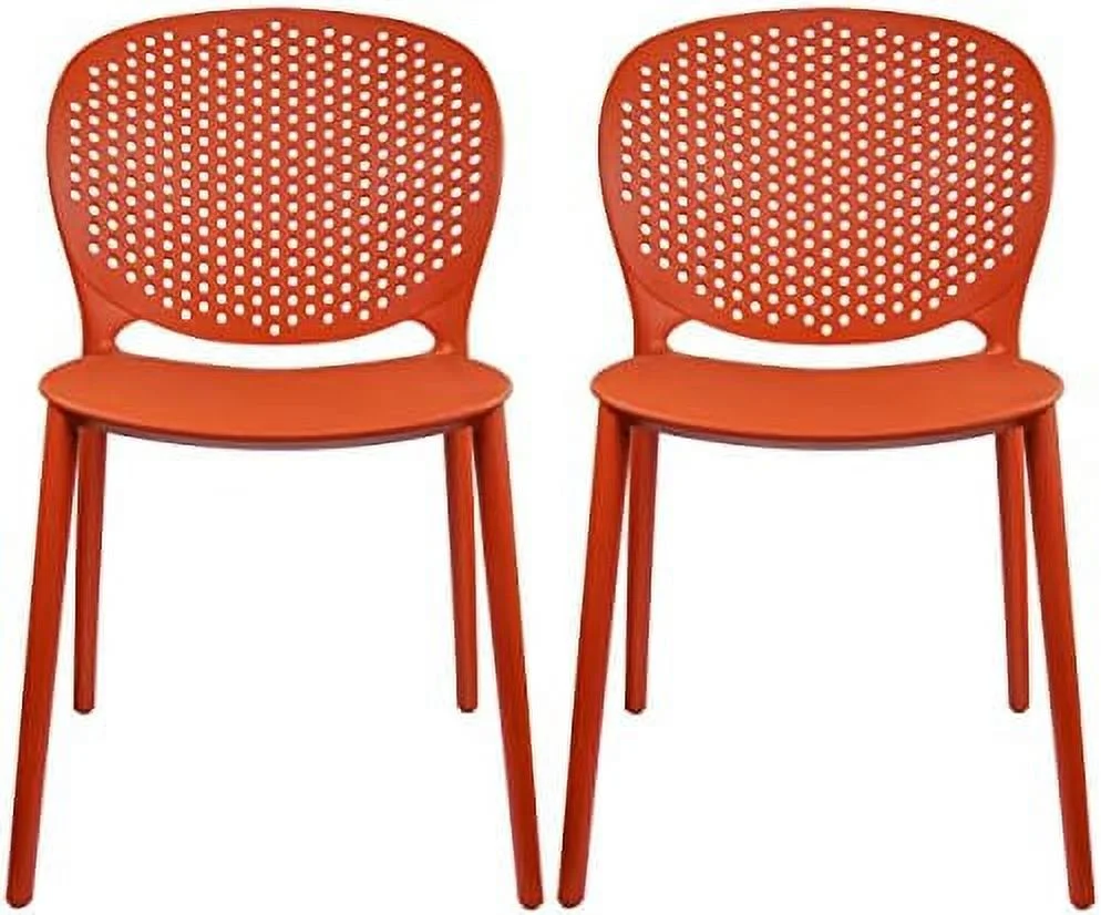 YPDCHB Modern Pool Patio Chairs  Plastic Armless Dining Side Chairs for Indoor or Outdoor Use  Orange