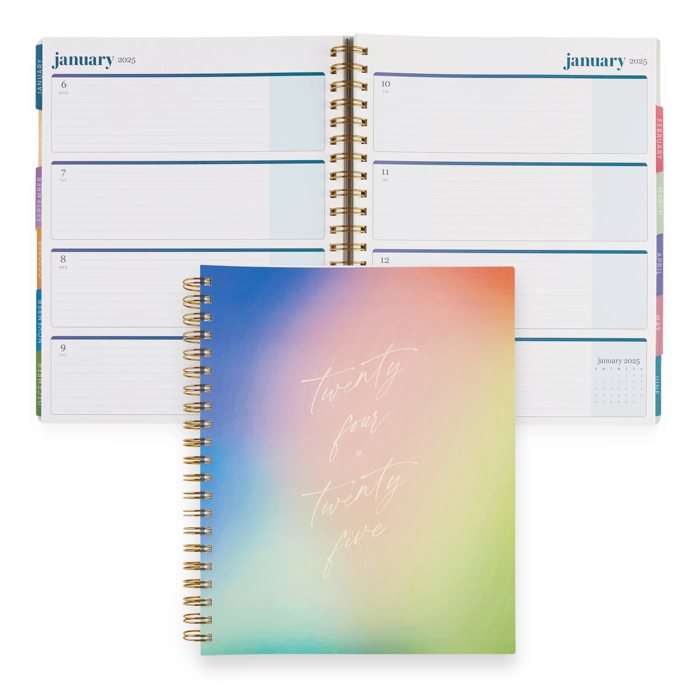 Erin Condren Inspired Collection - Large Weekly/Monthly Dated Planner (July 2024-June 2025)-Light Colorblends