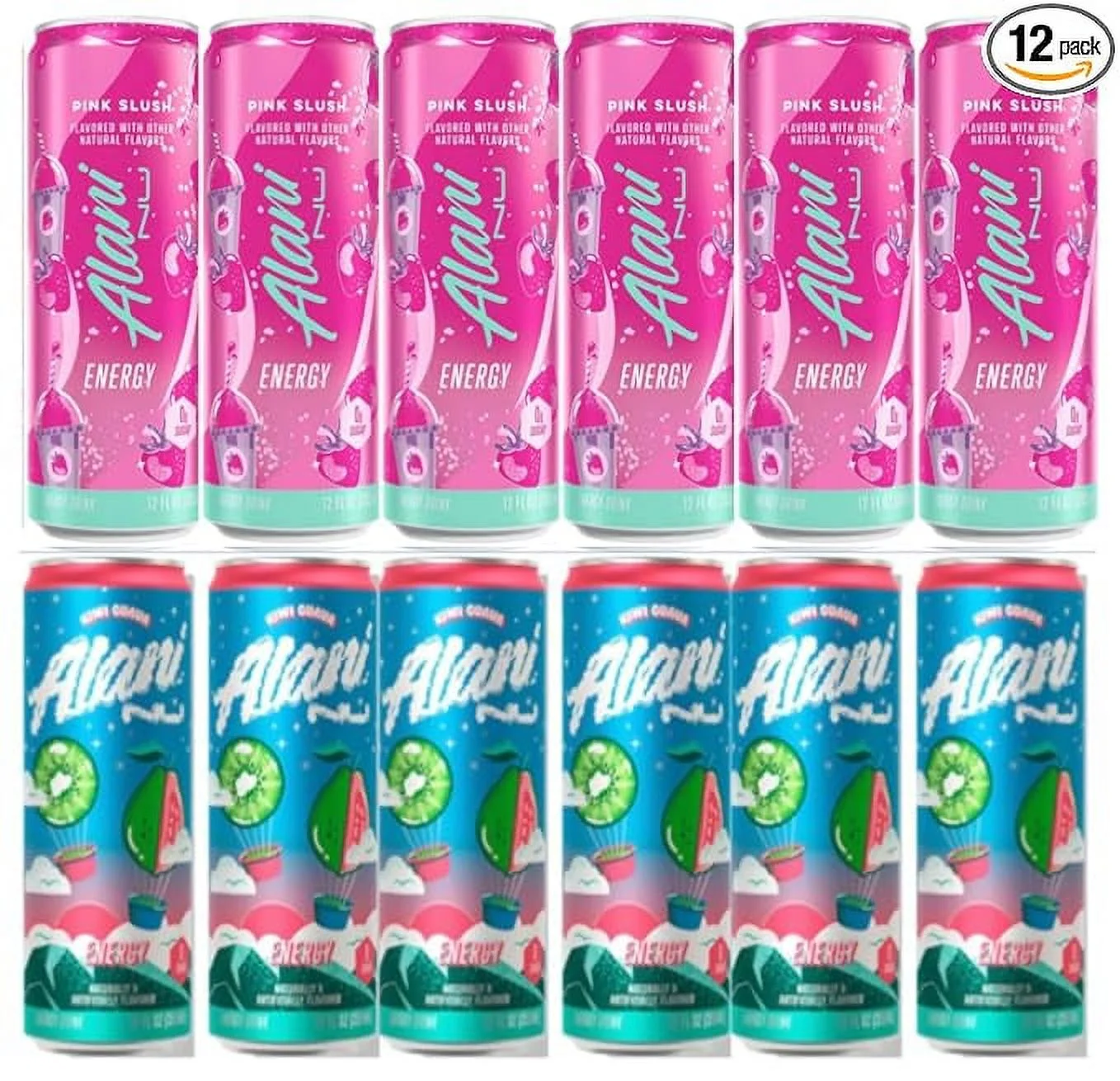 Alani Nu Energy Drinks - Pink Slush and Kiwi Guava - 12 Pack