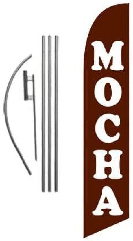 Mocha 15ft Feather Banner Swooper Flag Kit - INCLUDES 15FT POLE KIT w/GROUND SPIKE