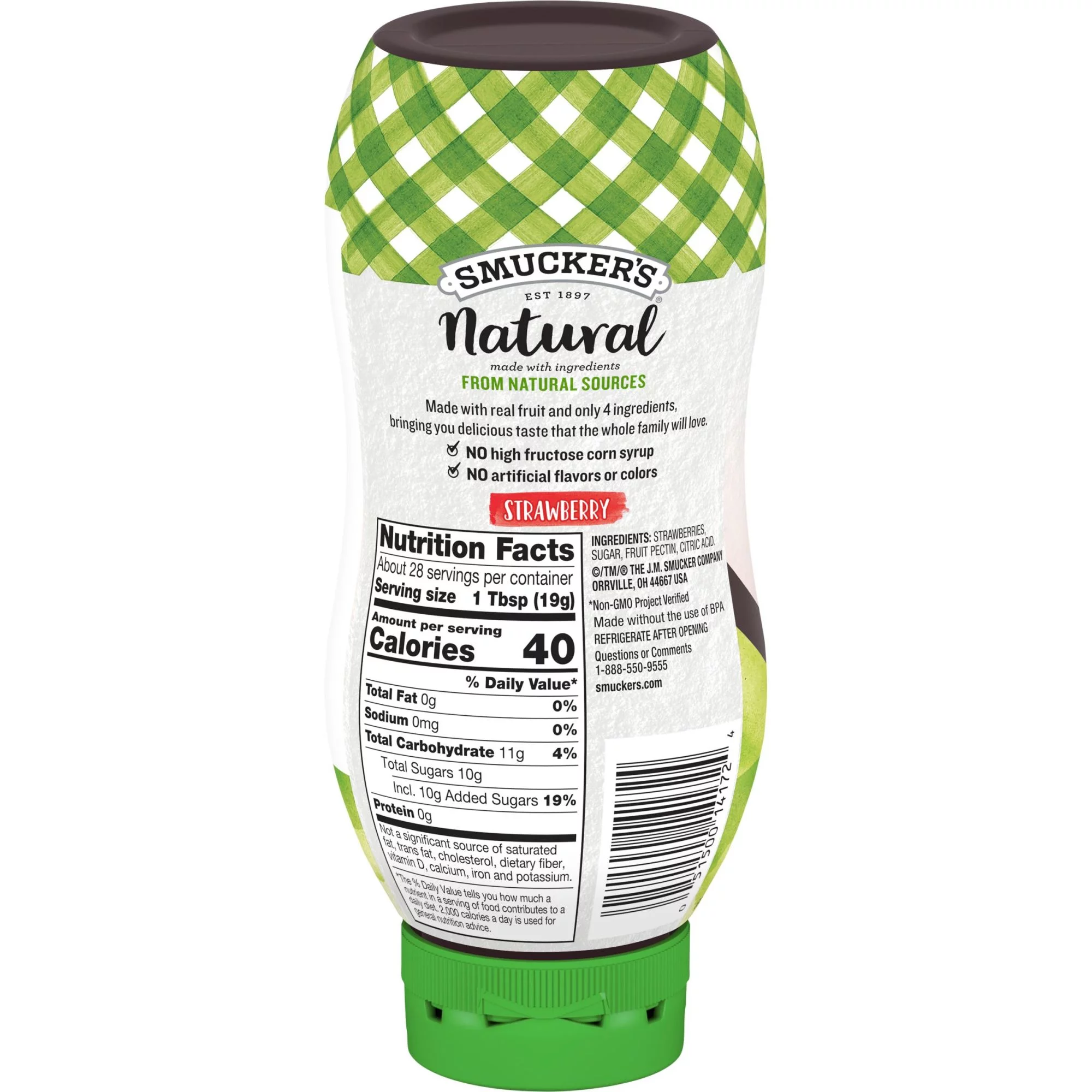 (4 pack) Smucker's Natural Strawberry Squeezable Fruit Spread, 19 Ounces