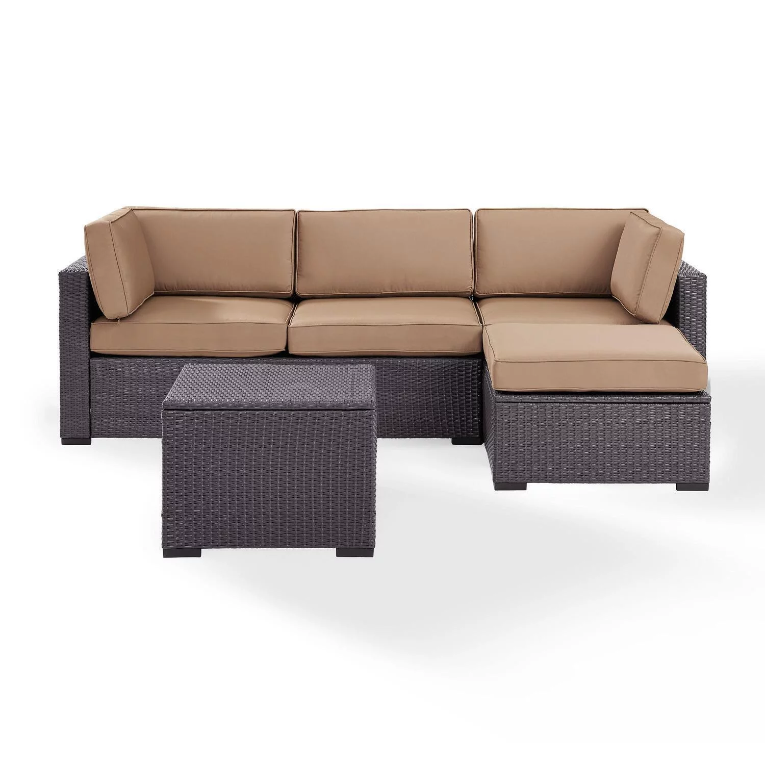 HomeStock Antique Accents 5Pc Outdoor Wicker Conversation Set W/Fire Pit White/Brown - Ashland Firepit & 4 Armless Chairs