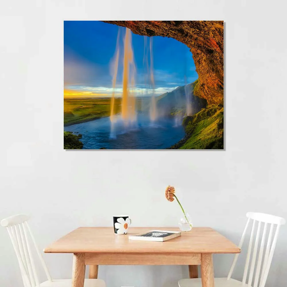 FLORID Wall Art Decor 20x16 in / 16x12 in Iceland Waterfall Canvas Print 16x12in