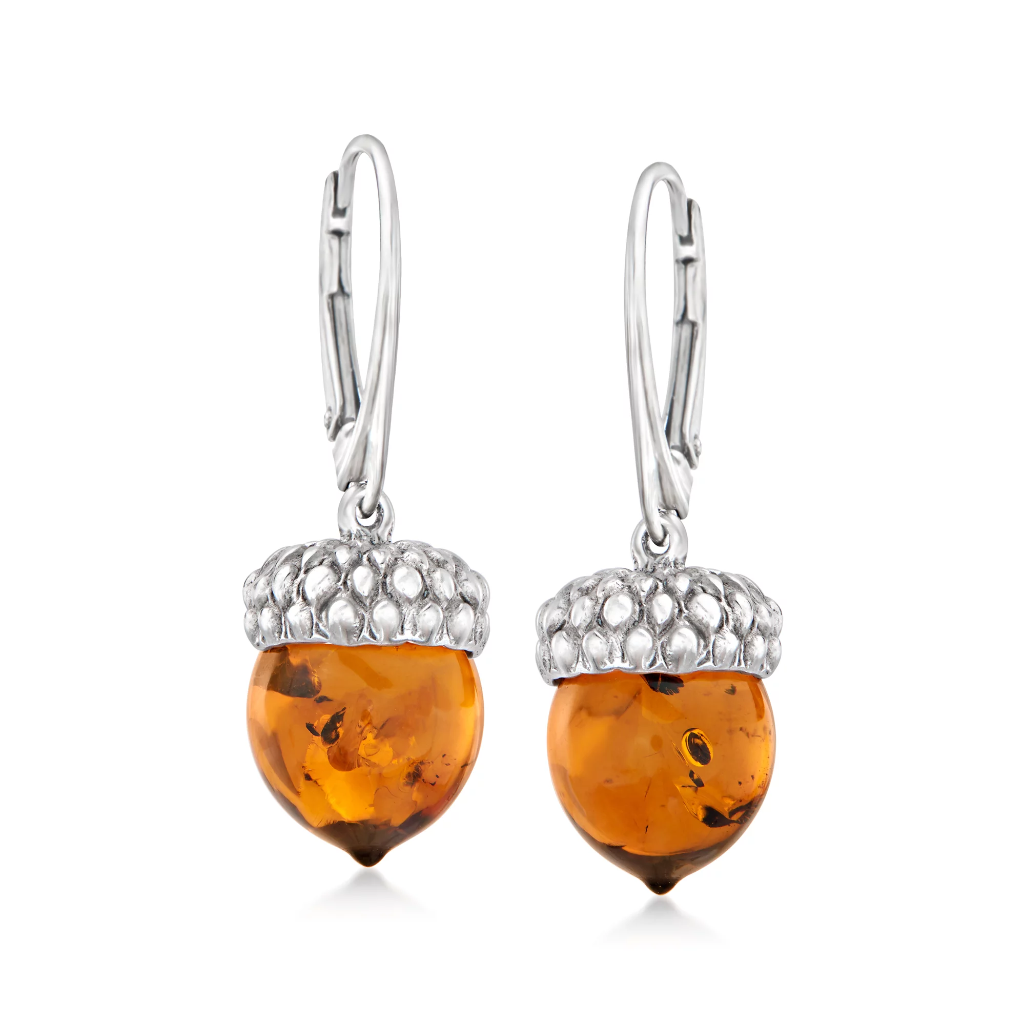 Ross-Simons Amber Acorn Drop Earrings in Sterling Silver, Women's, Adult