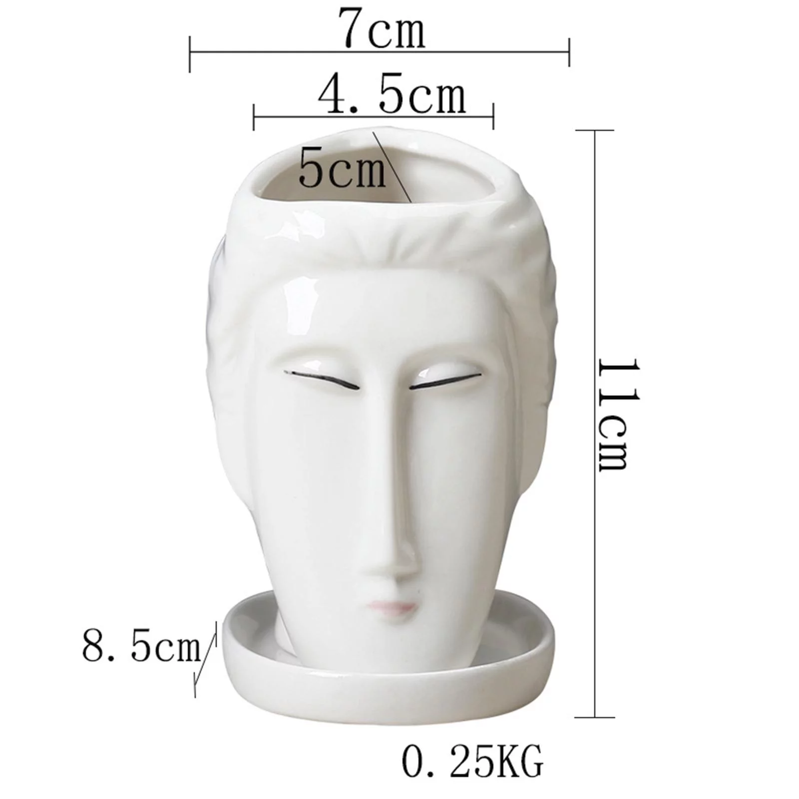 Ceramic Portrait Face Head Flower Planter Garden Plant Pot Art Flowerpot Desktop Boy