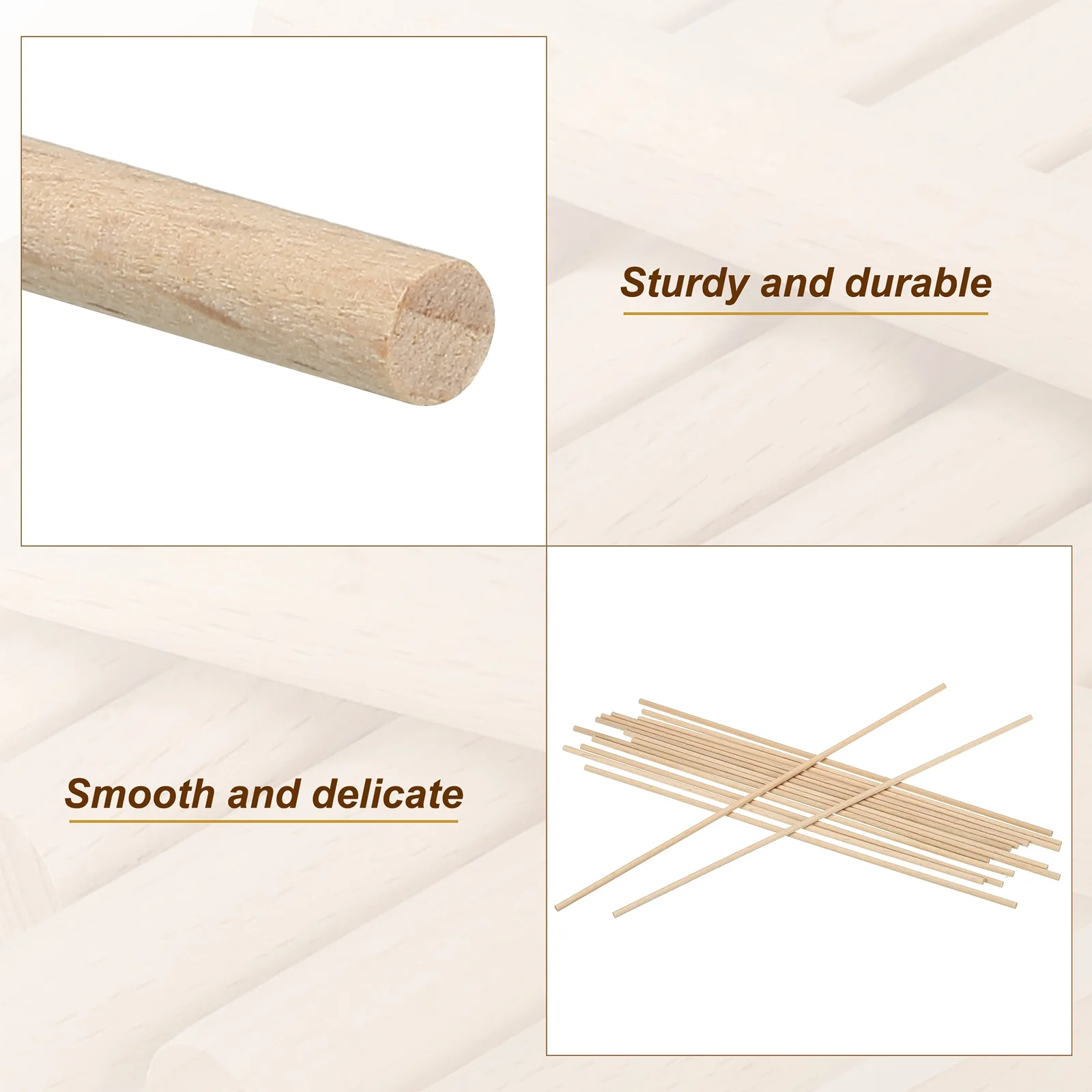 Uxcell 3/16 x 6 Inch Dowel Rods Wood Sticks Unfinished Wooden Dowel Rods Round Dowels Sticks 100 Pcs