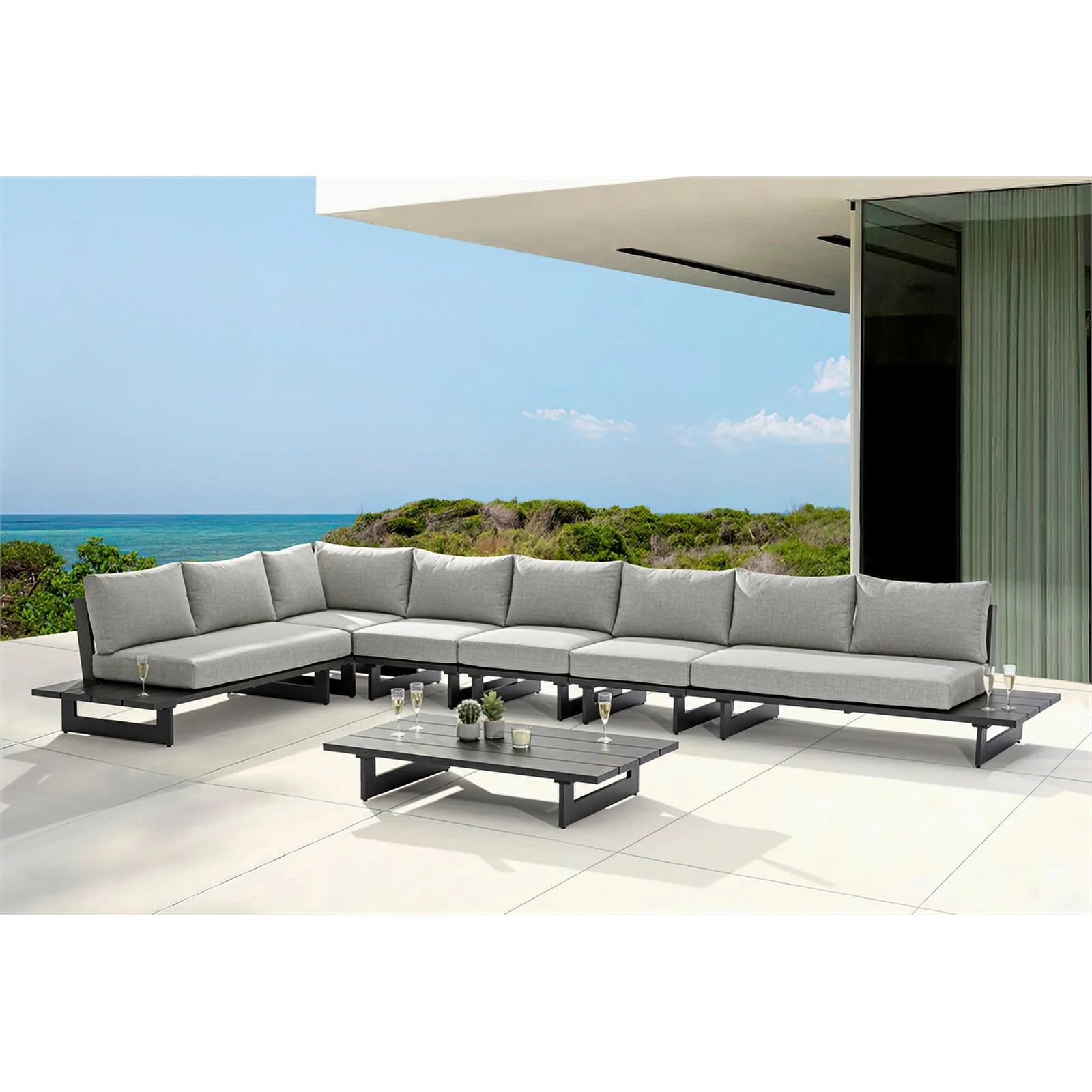 Meridian Furniture Maldives Grey Water Resisting Outdoor Modular Sectional