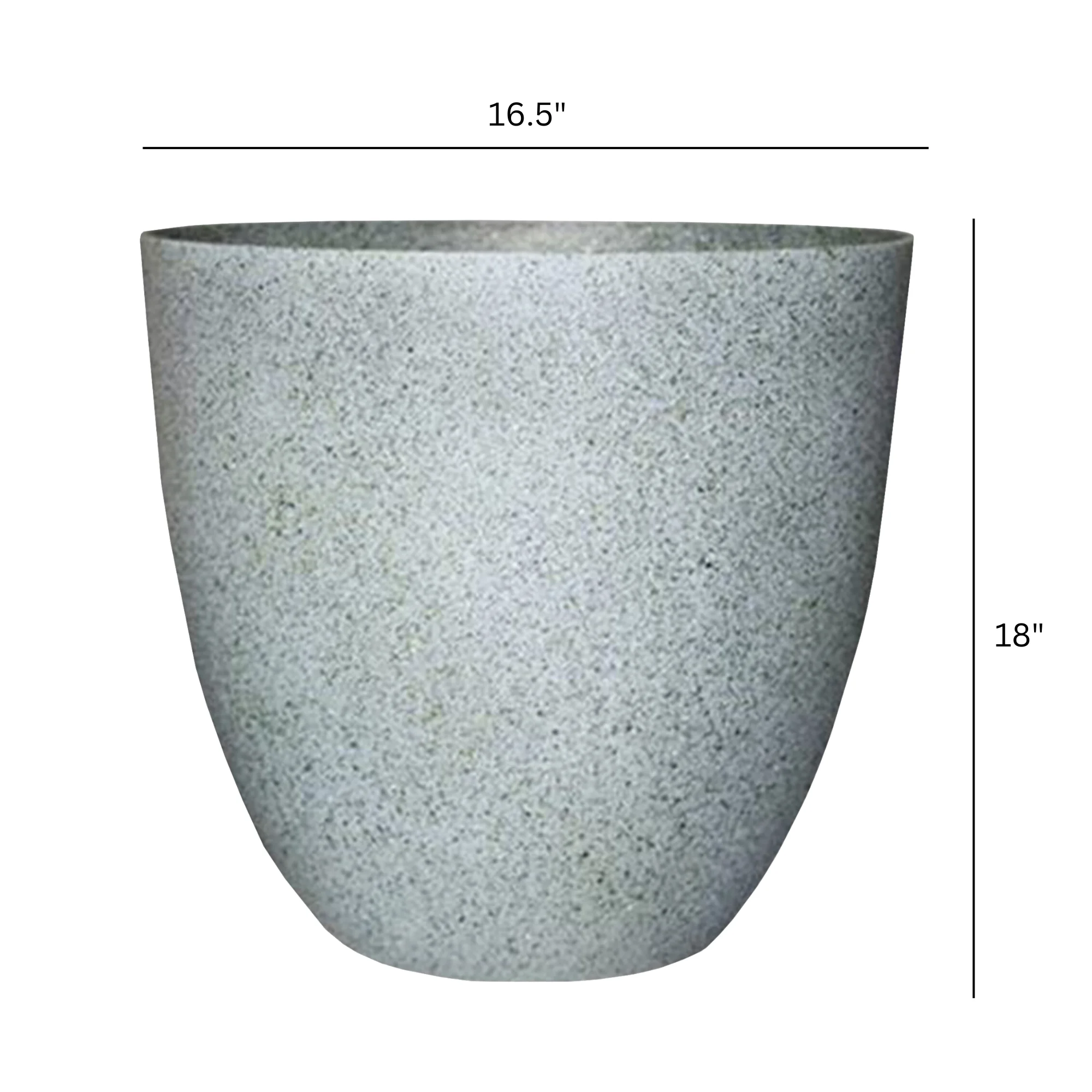 Gardener Select Fiberglass Egg-Shaped Indoor Outdoor Planter, Granite Color 18