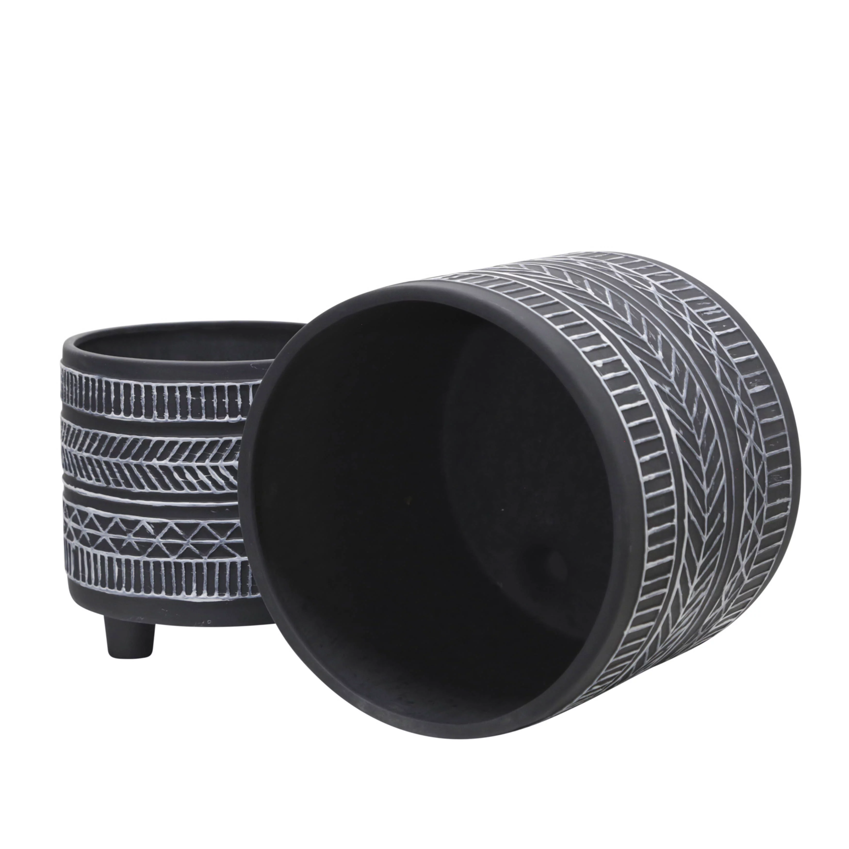 Sagebrook Home Set Of 2 Tribal Look Footed Planter 6/8