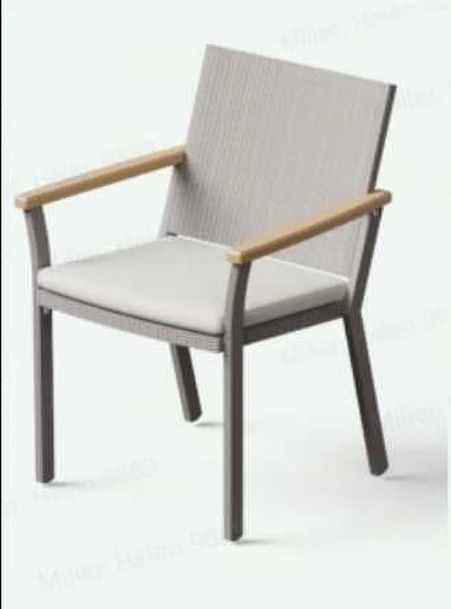 SONGMICS HOME Sencillo Collection - Dining Chair, Armchair, Patio Chair, with Faux Wood Armrests, Modern and Transitional Style,Gray and Beige