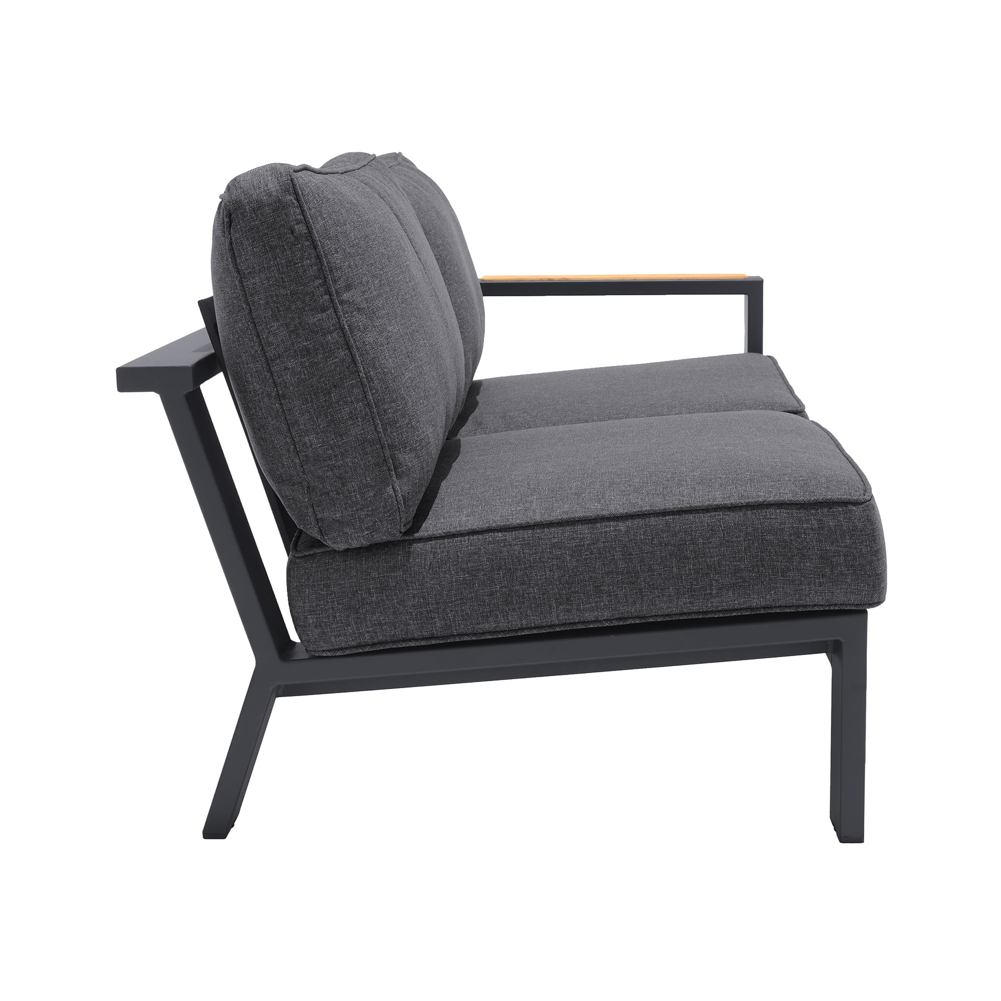 Armen Living Palau 4 Pc Outdoor Patio Sectional Set, Dark Gray/Beige Fabric Cushion