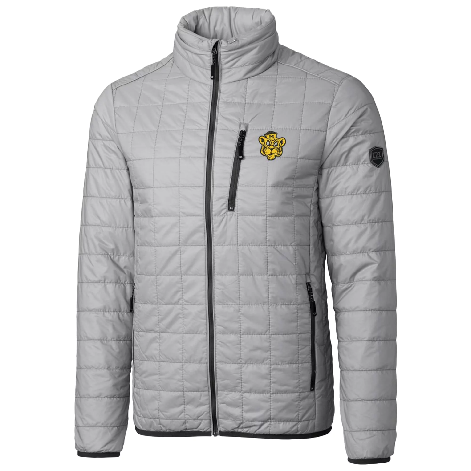 Cutter & Buck Gray Missouri Tigers Primary Team Logo Rainier PrimaLoft Eco Insulated Full-Zip Puffer Jacket