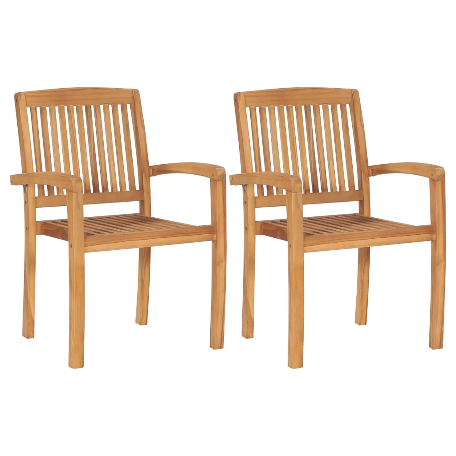 Patio Chairs 2 pcs with Cream Cushions Solid Teak Wood