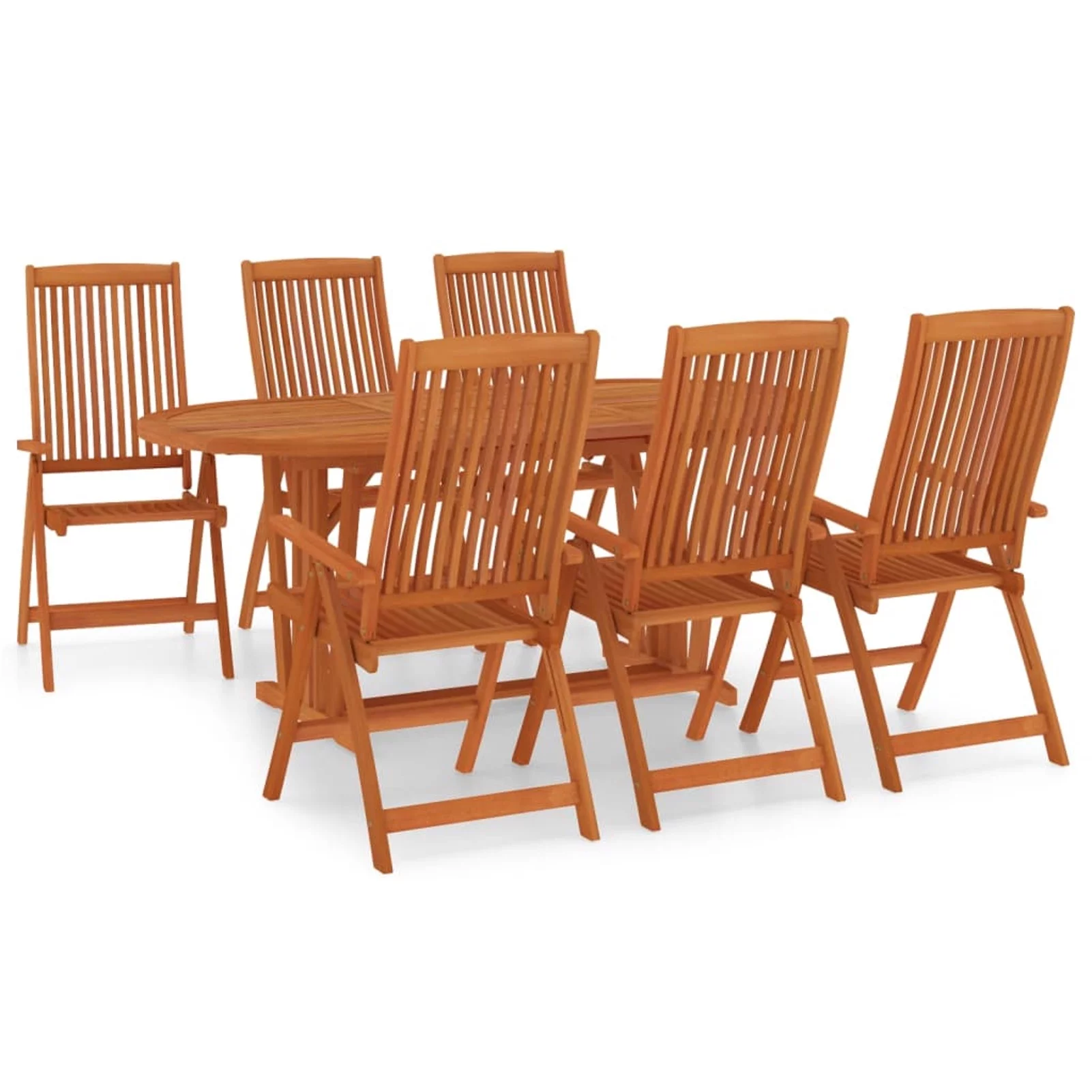 Andoer parcel,Set 7 Piece Set Wood Eucalyptus Table And Chairs Set Patio Conversational SetWith Umbrella ConversationalFurniture Eucalyptus Chairs With Umbrella Rewis Chusui Vidaxl