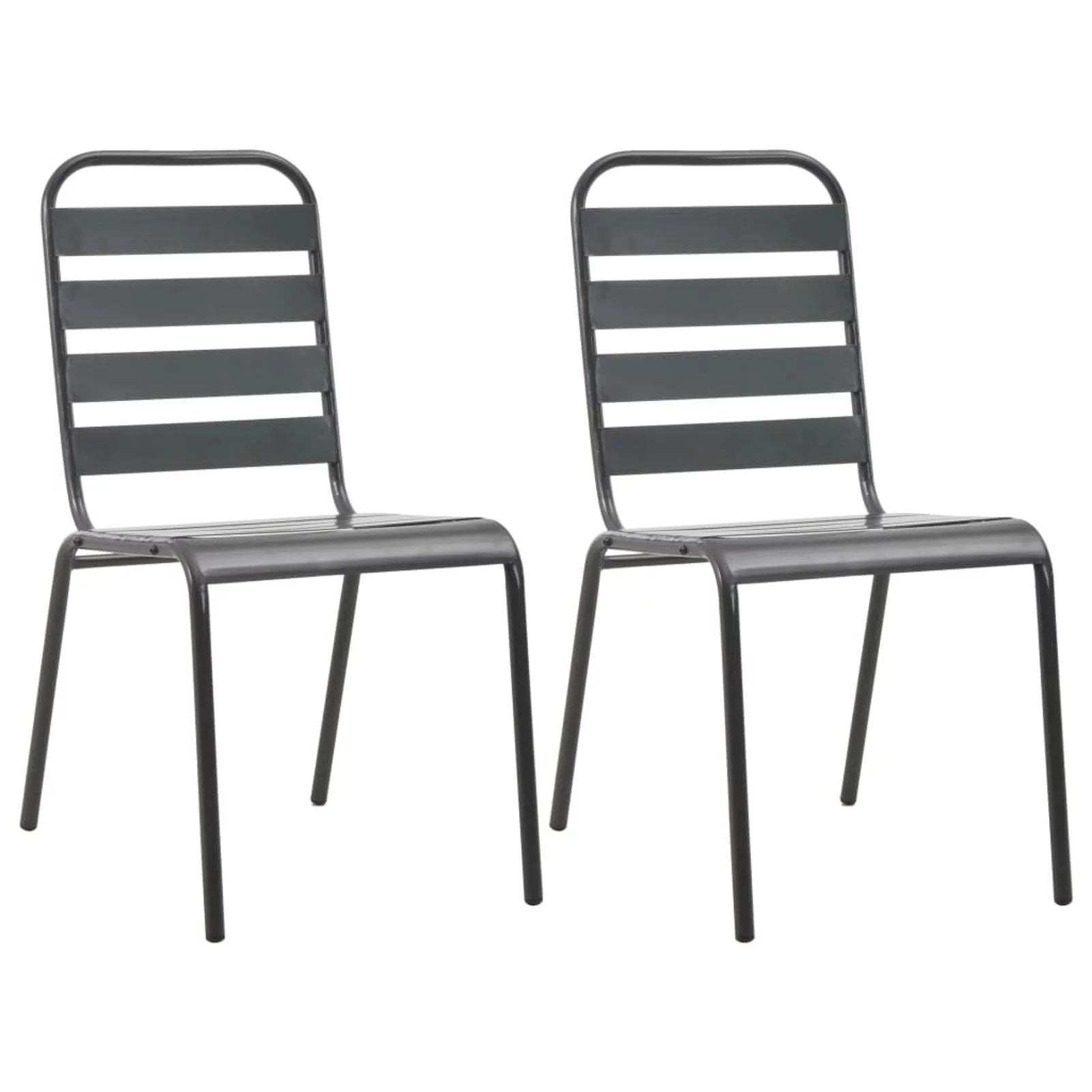 moobody Stackable Outdoor Chairs 2 PCS Steel Patio Garden Dining Chair Grey