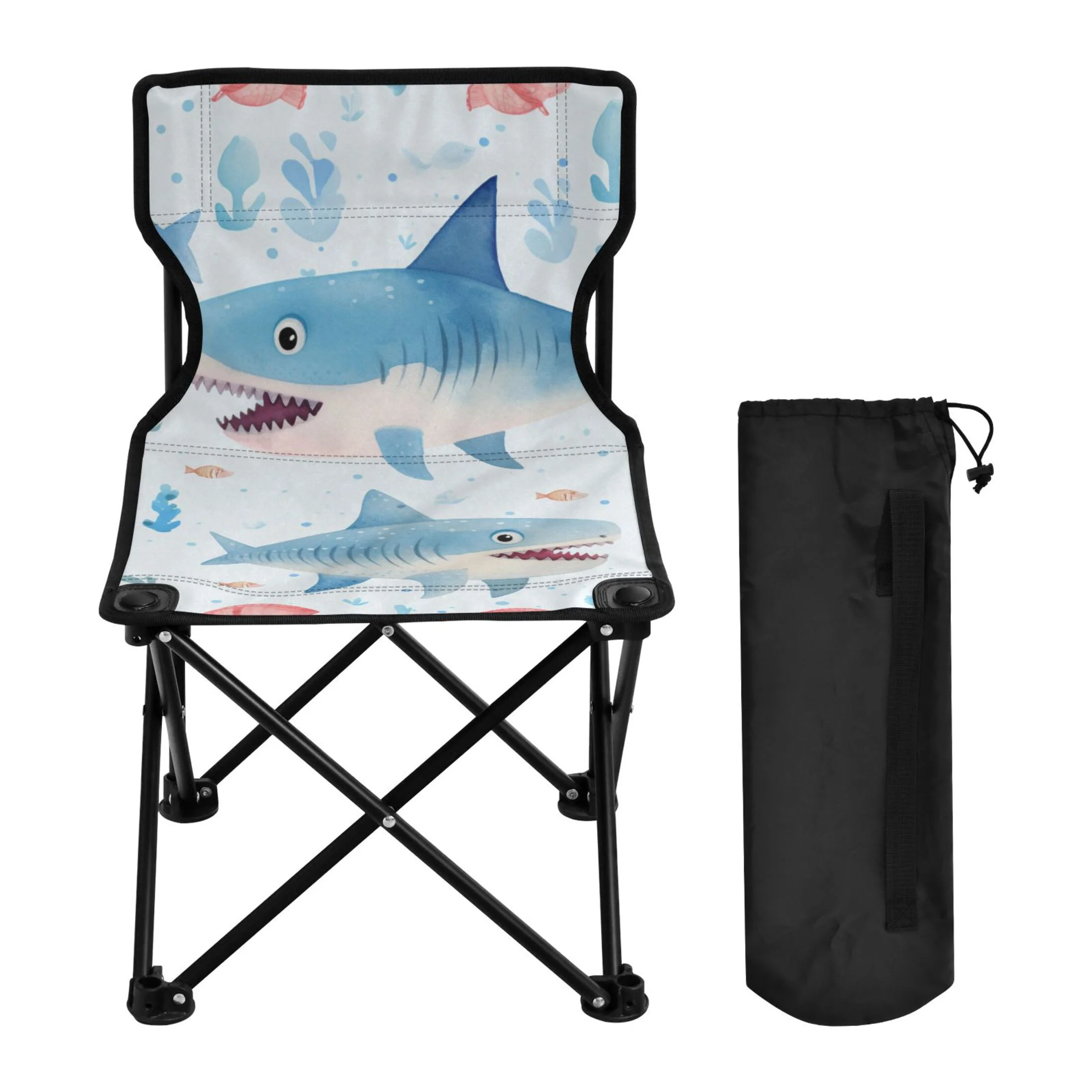 Sharks Portable Camping Chair Small for Kids Outdoor Folding Beach Chair Fishing Chair Lawn Chair with Carry Bag