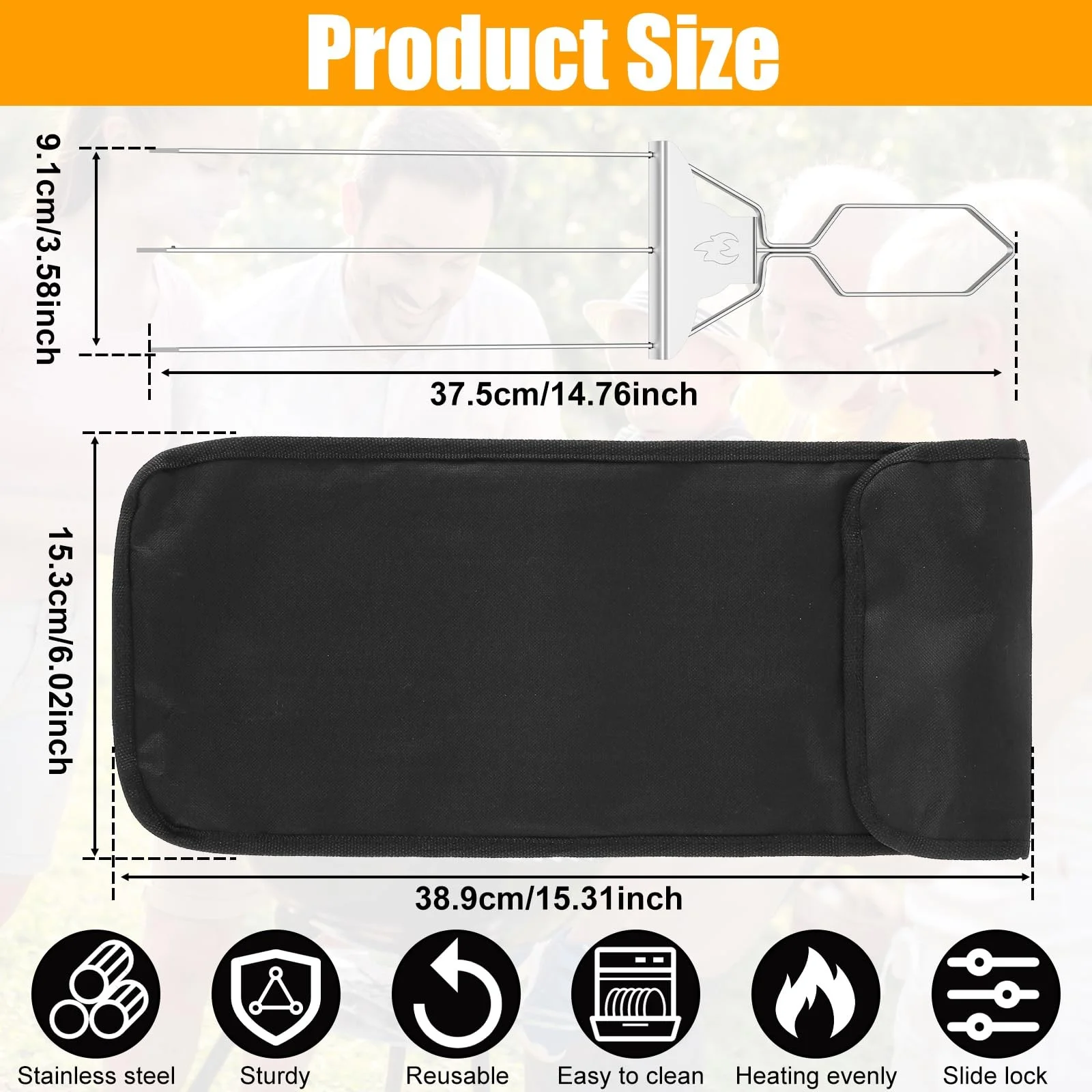 Three-prong Barbecue Fork Stainless Steel Semi-automatic Barbecue Skewers Barbecue Needle Barbecue BBQ Barbecue Skewers