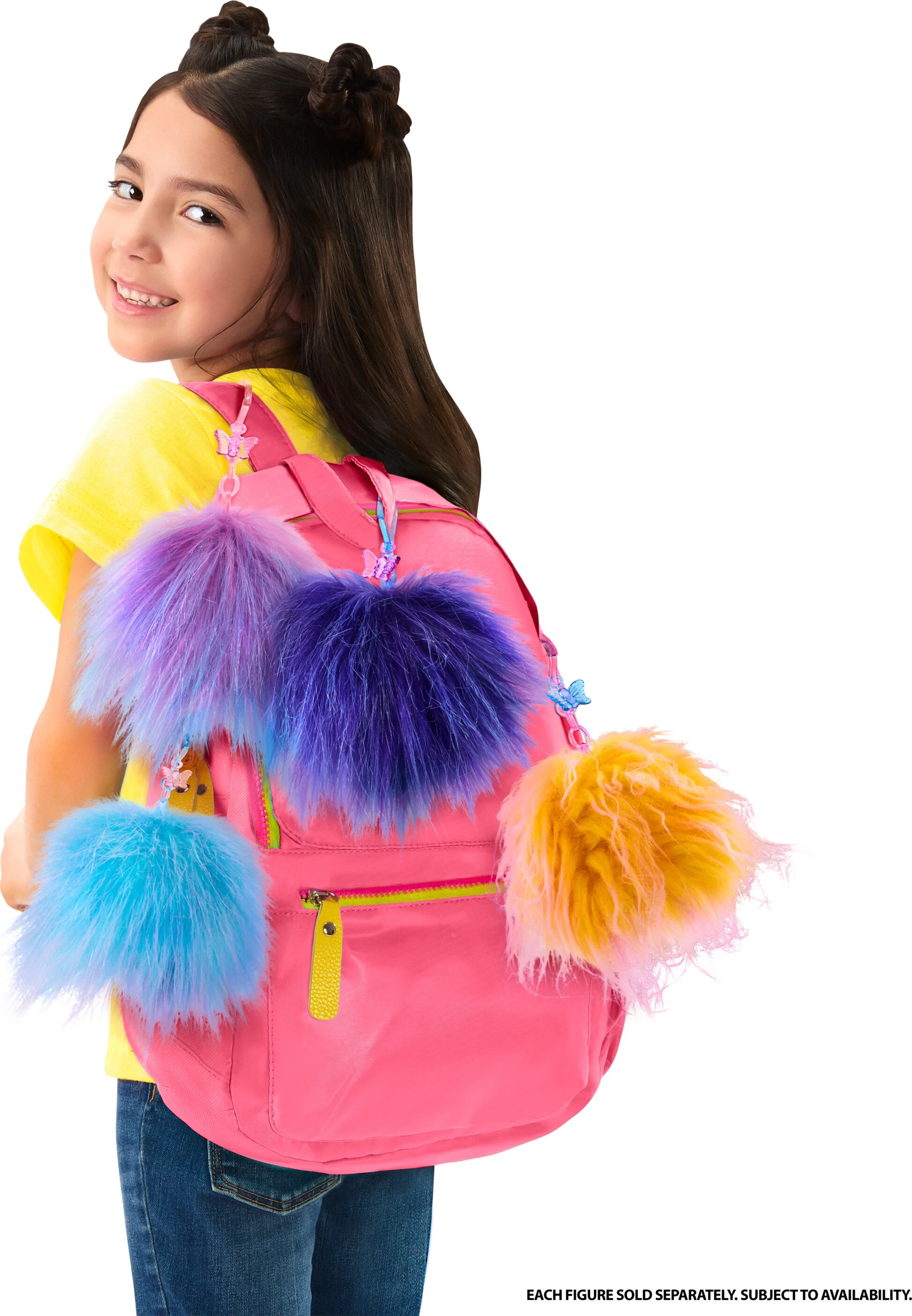 DreamWorks Trolls Band Together Rainbow Pom Poms Keychains with Surprise Mini Doll, Rainbow Series 1