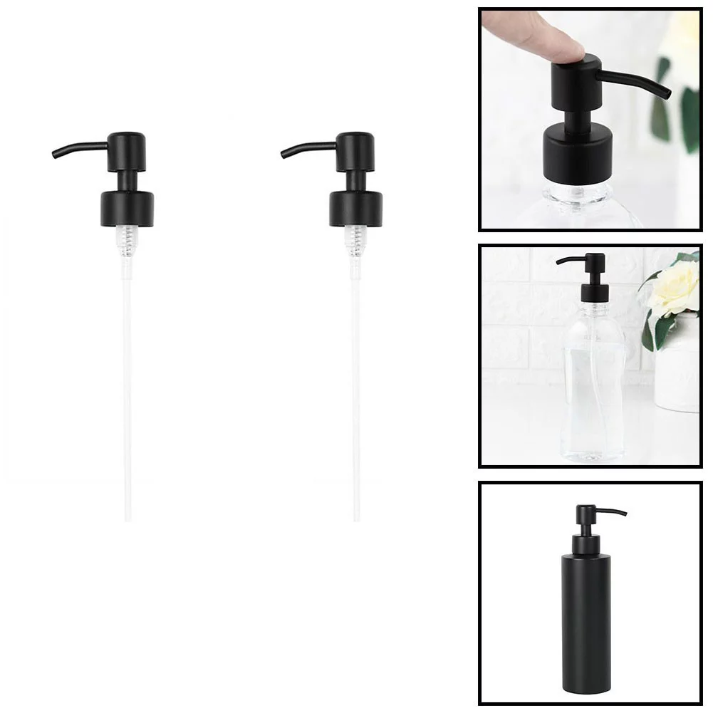 Yannee 2 Pcs Liquid Lotion Dispenser,Stainless Steel Soap Pump,Replacement Bottle Jar Tube, Lotion Pump Shampoo Sprinkler,Dumb Black