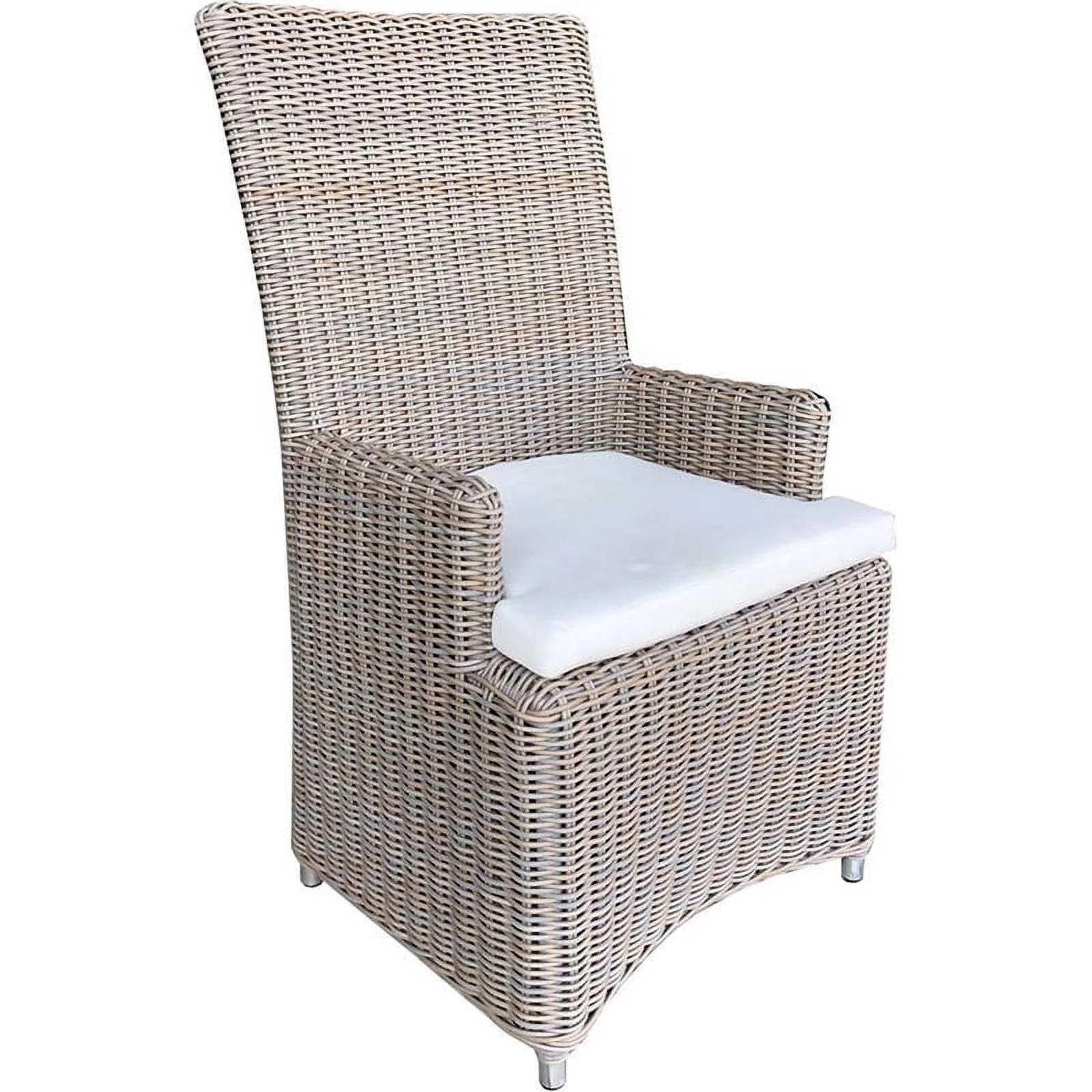 Padma's Plantation Nico Wicker Patio Dining Armchair in Kubu Gray