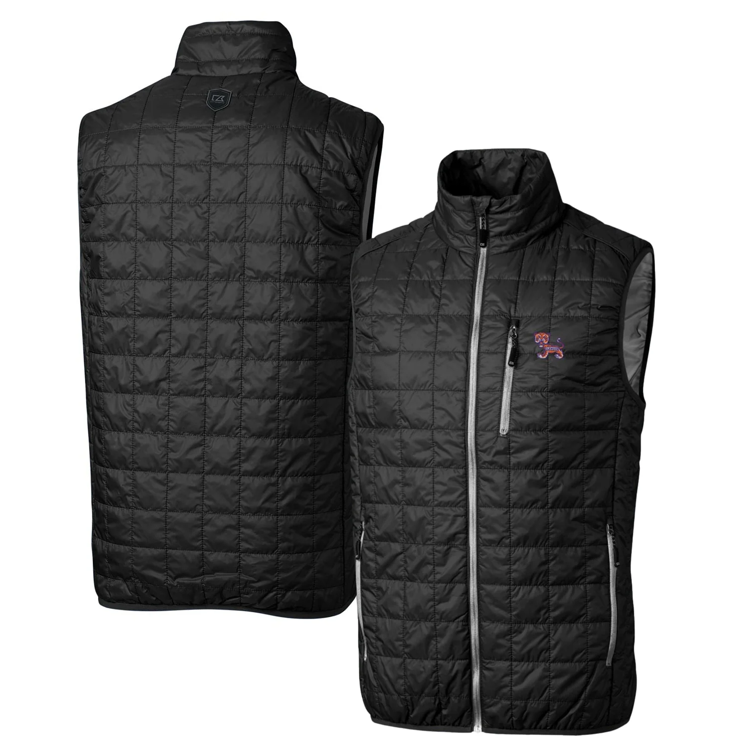 Cutter & Buck Black Clemson Tigers Primary Team Logo Rainier PrimaLoft Eco Insulated Full-Zip Puffer Vest