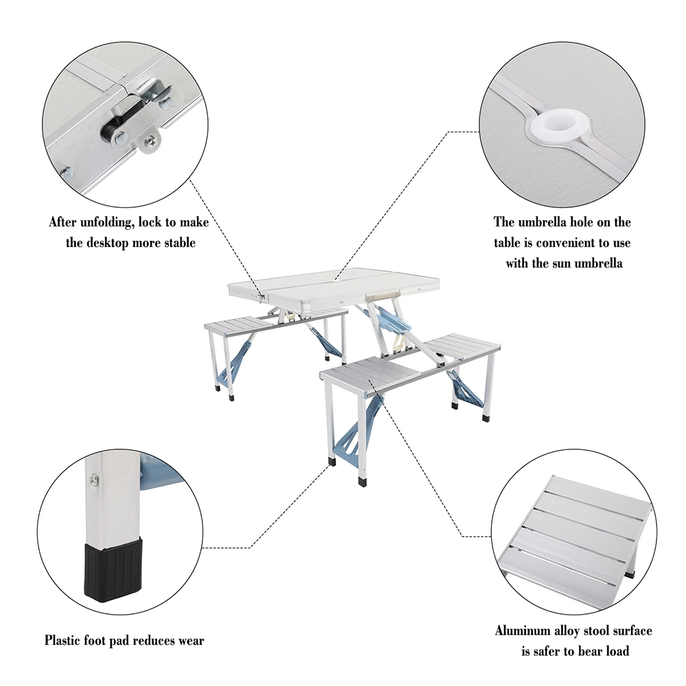 One Piece Folding Table and Chair Aluminum Alloy