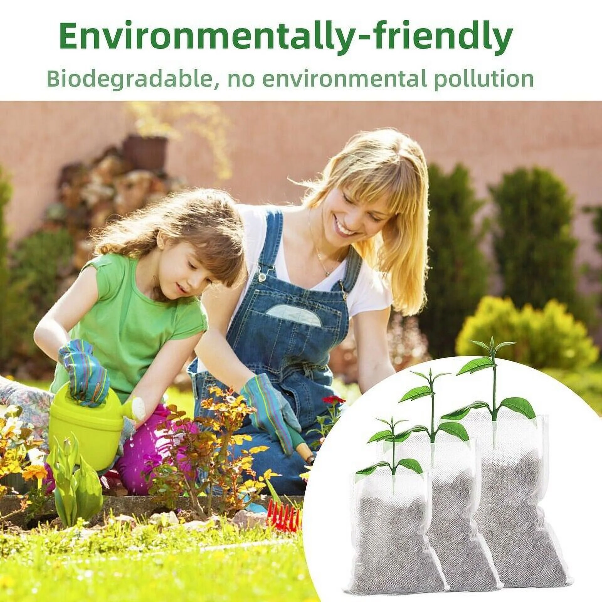 100pcs Plant Grow Bags Biodegradable Non-woven Fabric Nursery Bag Seedling Pot