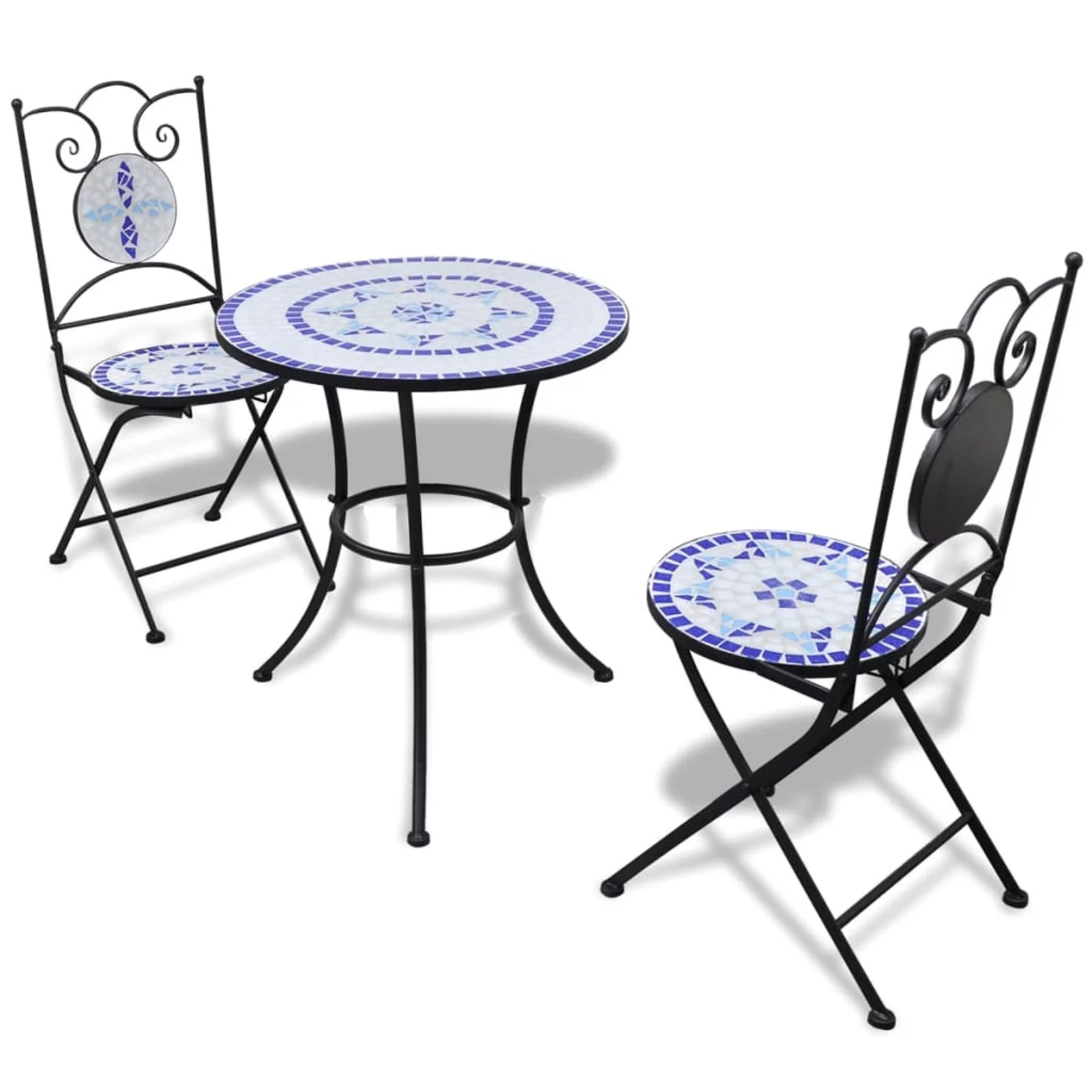 walmeck 3 Piece Bistro Set Ceramic Tile Blue and White