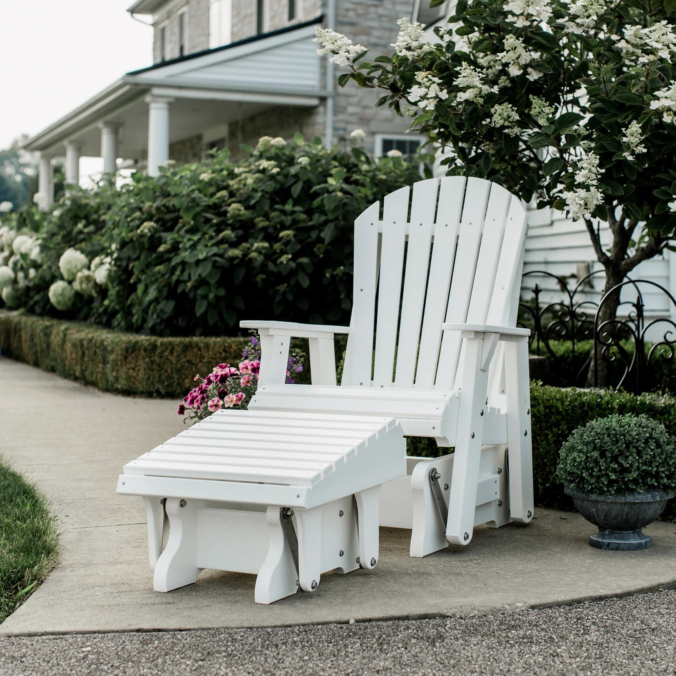 Wildridge Heritage Single Glider, Lemon Yellow and White, Outdoor Weather Resistant Poly Patio Furniture