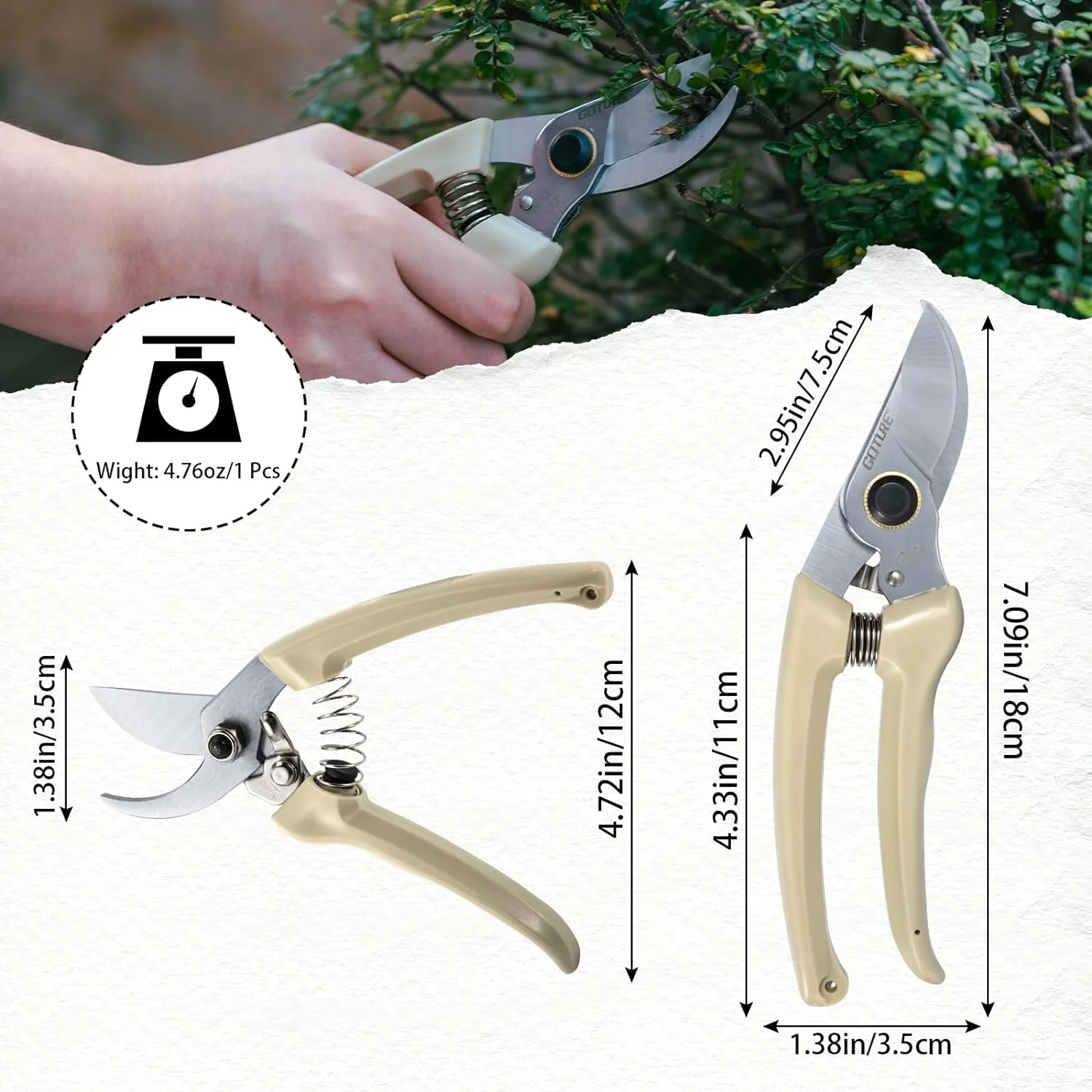 Beige SK5 Garden Shears for Pruning and Gardening  High-Quality Garden Pruning Shears  Ergonomic Garden Scissors for Precision Cutting  Durable 1Pc Garden Shears Tools
